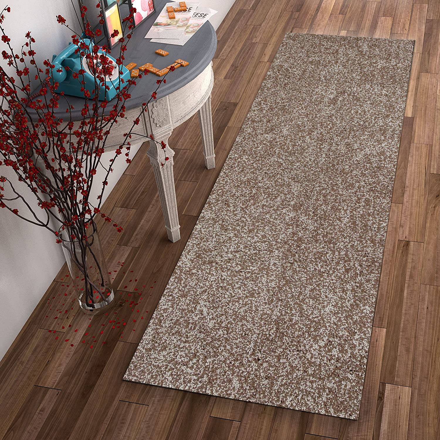 2' x 7' Runner Polyester Beige Heather Area Rug
