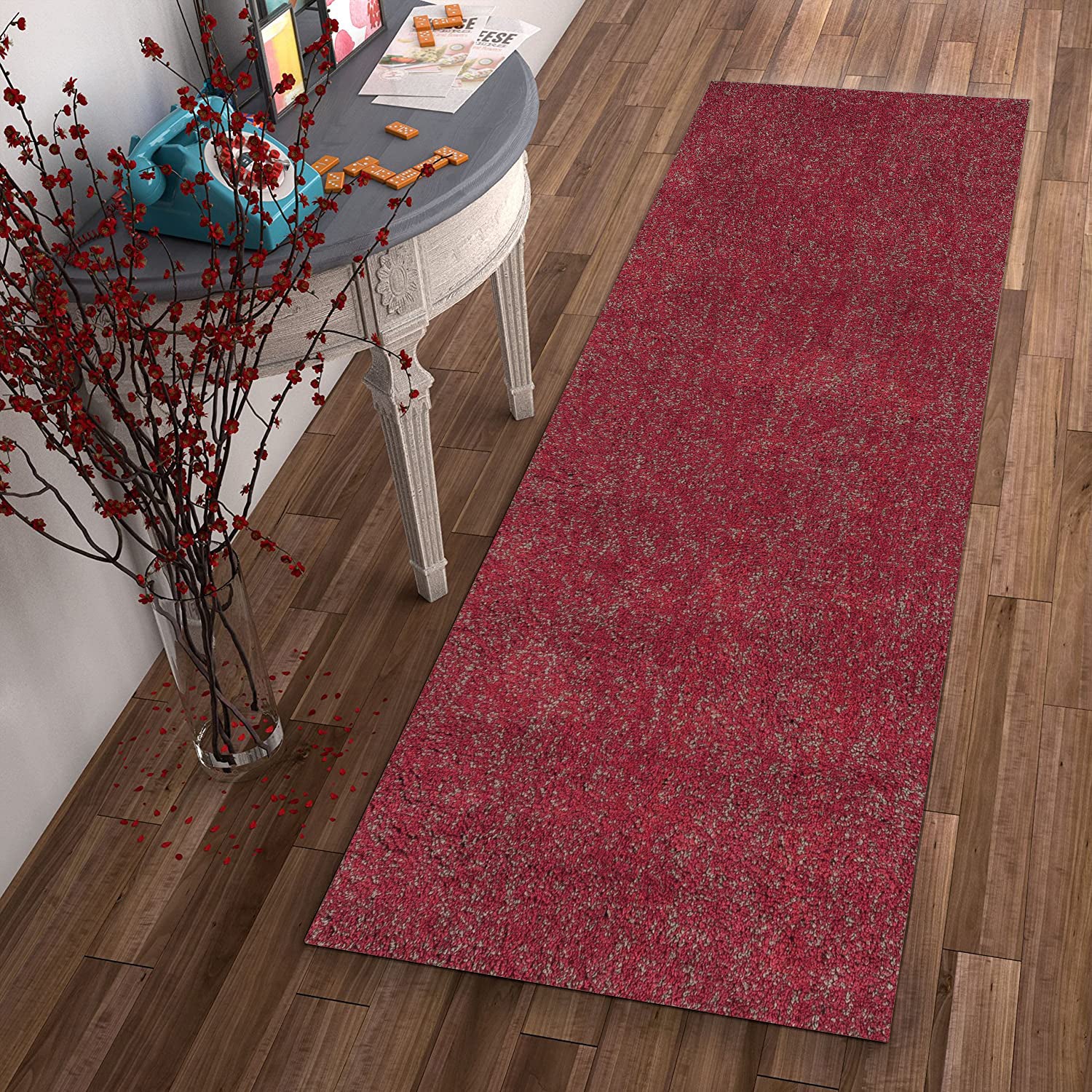 2' x 7' Runner Polyester Red Heather Area Rug
