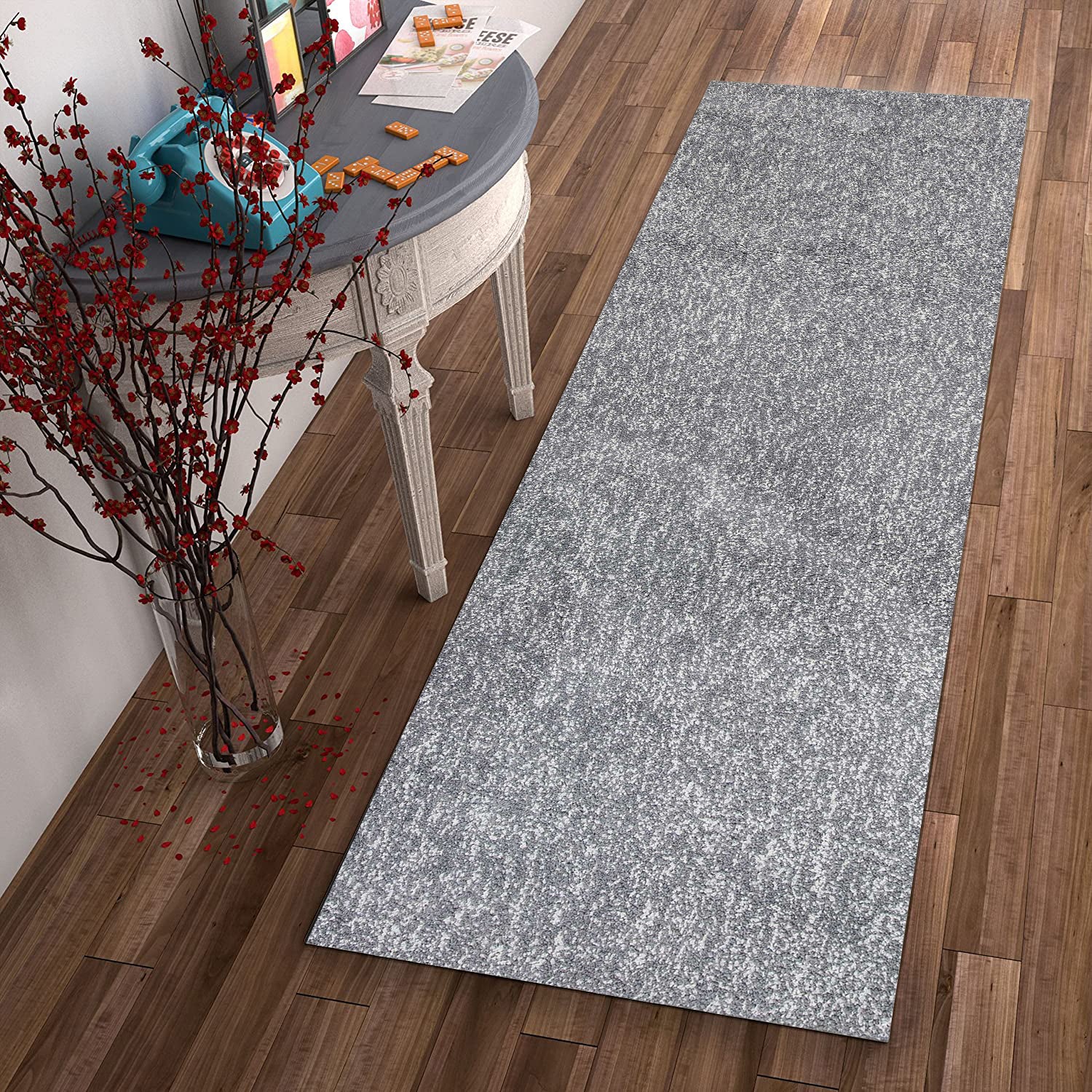 2' x 7' Runner Polyester Grey Heather Area Rug