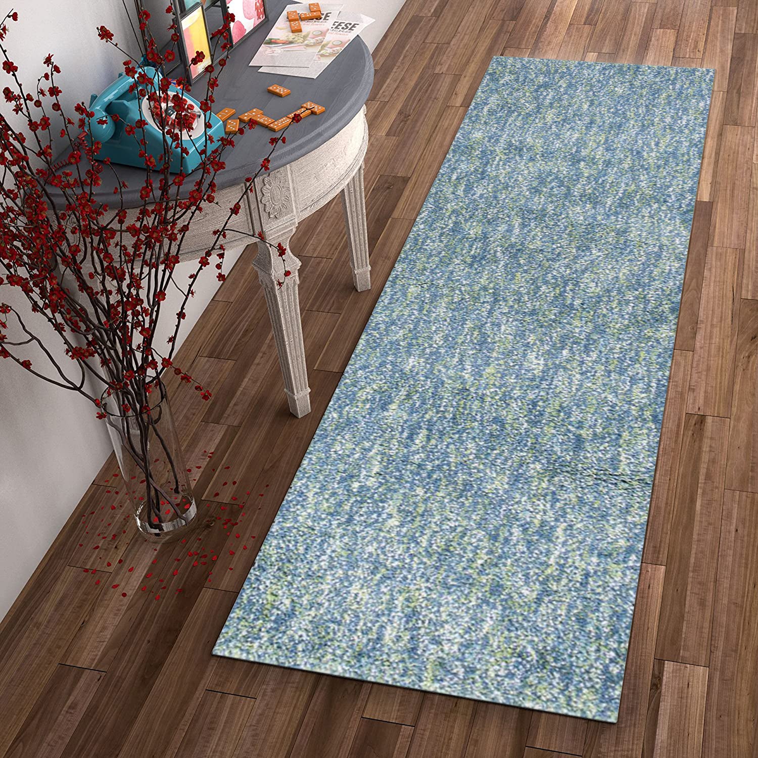 2' x 7' Runner Polyester Seafoam Heather Area Rug