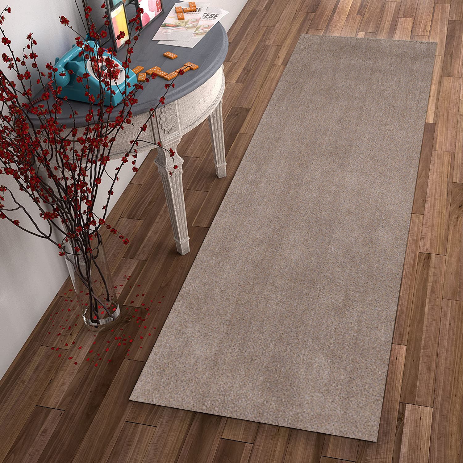 2' x 7' Runner Polyester Beige Area Rug