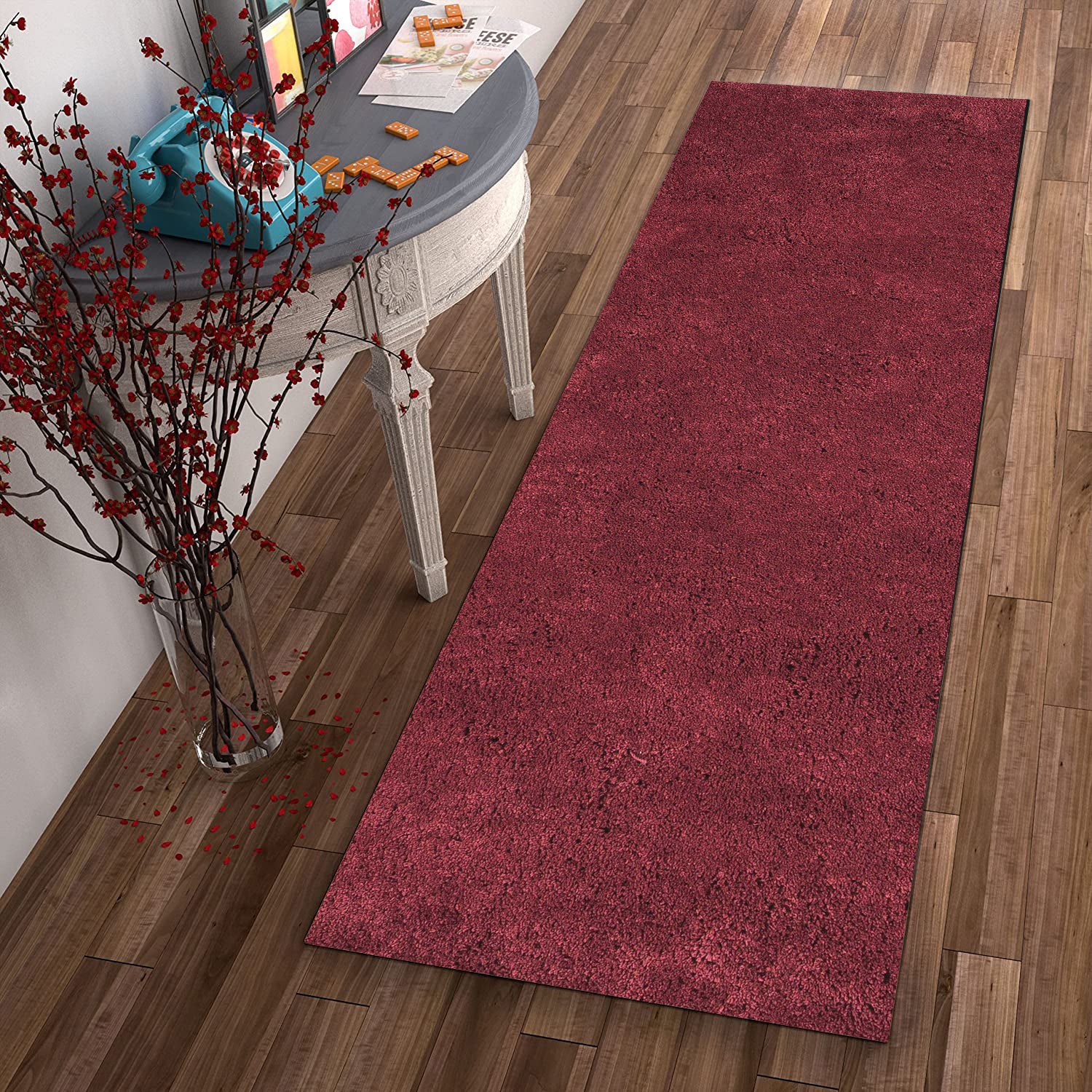 2' x 7' Runner Polyester Red Area Rug