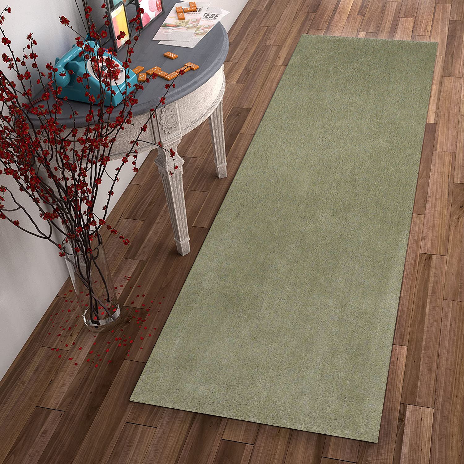 2' x 7' Runner Polyester Sage Area Rug
