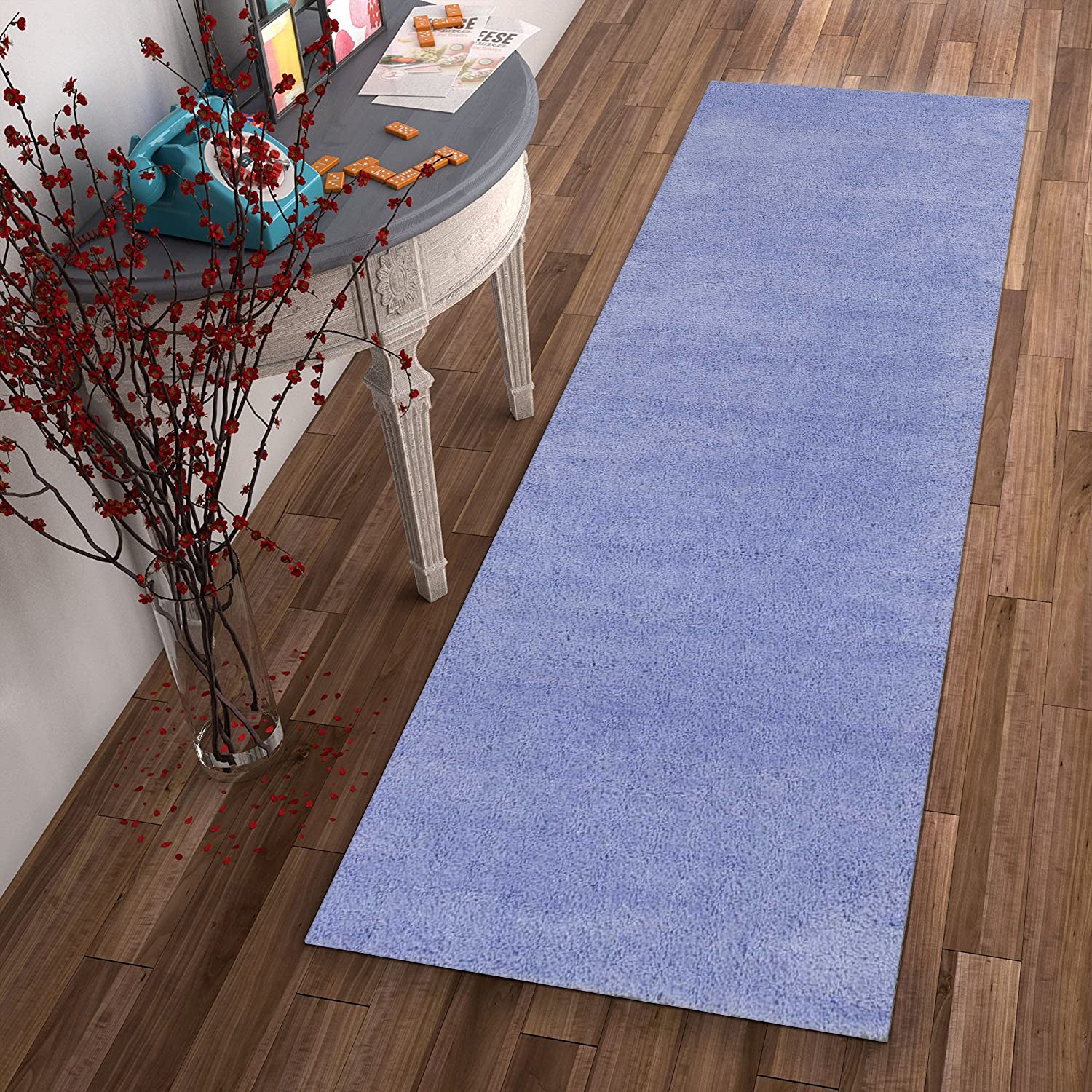 2' x 7' Runner Polyester Purple Area Rug