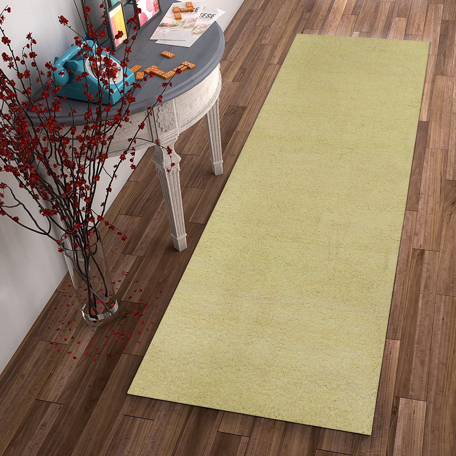 2' x 7' Runner Polyester Canary Yellow Area Rug