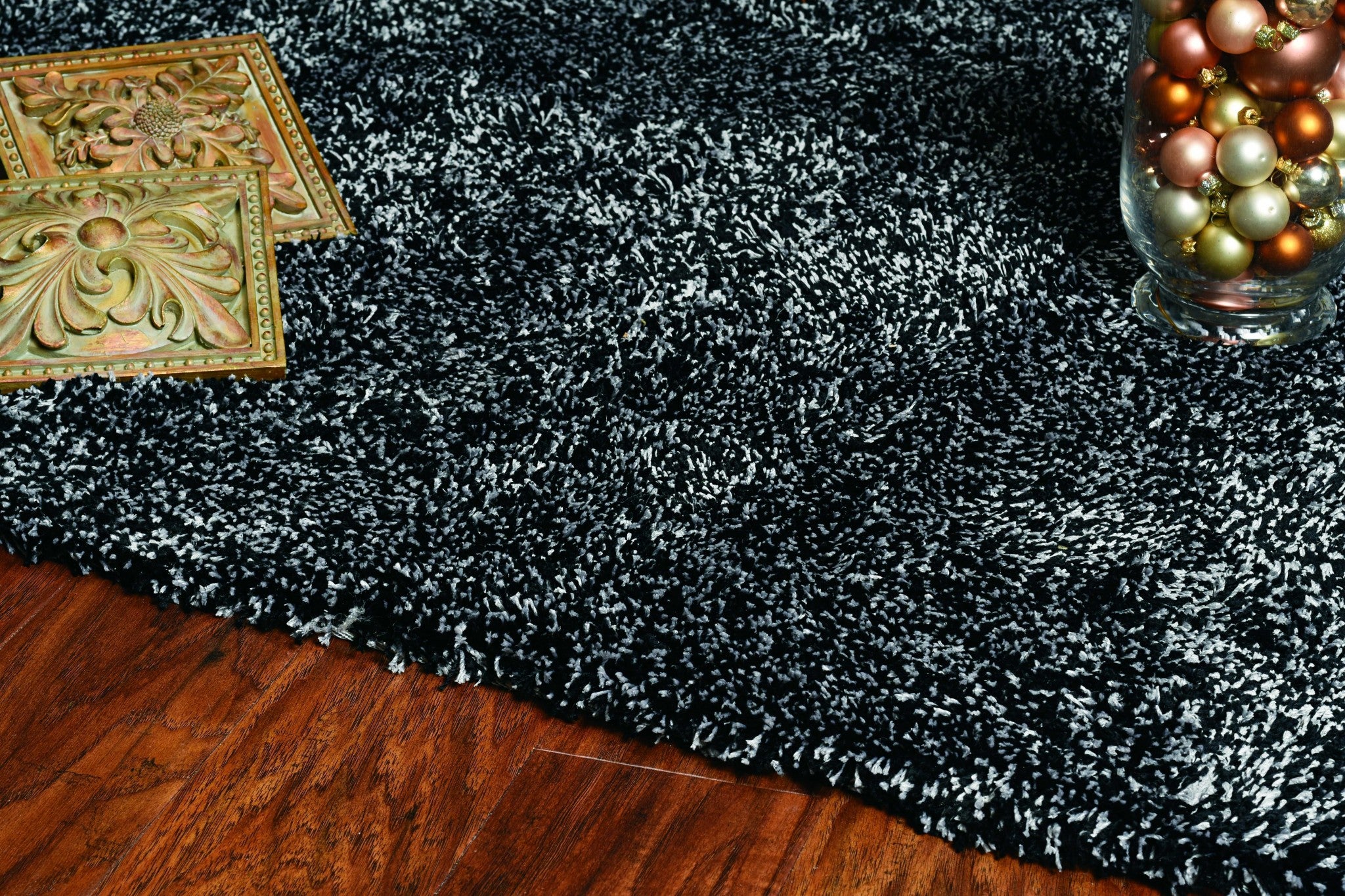 3' x 5' Polyester Black Heather Area Rug