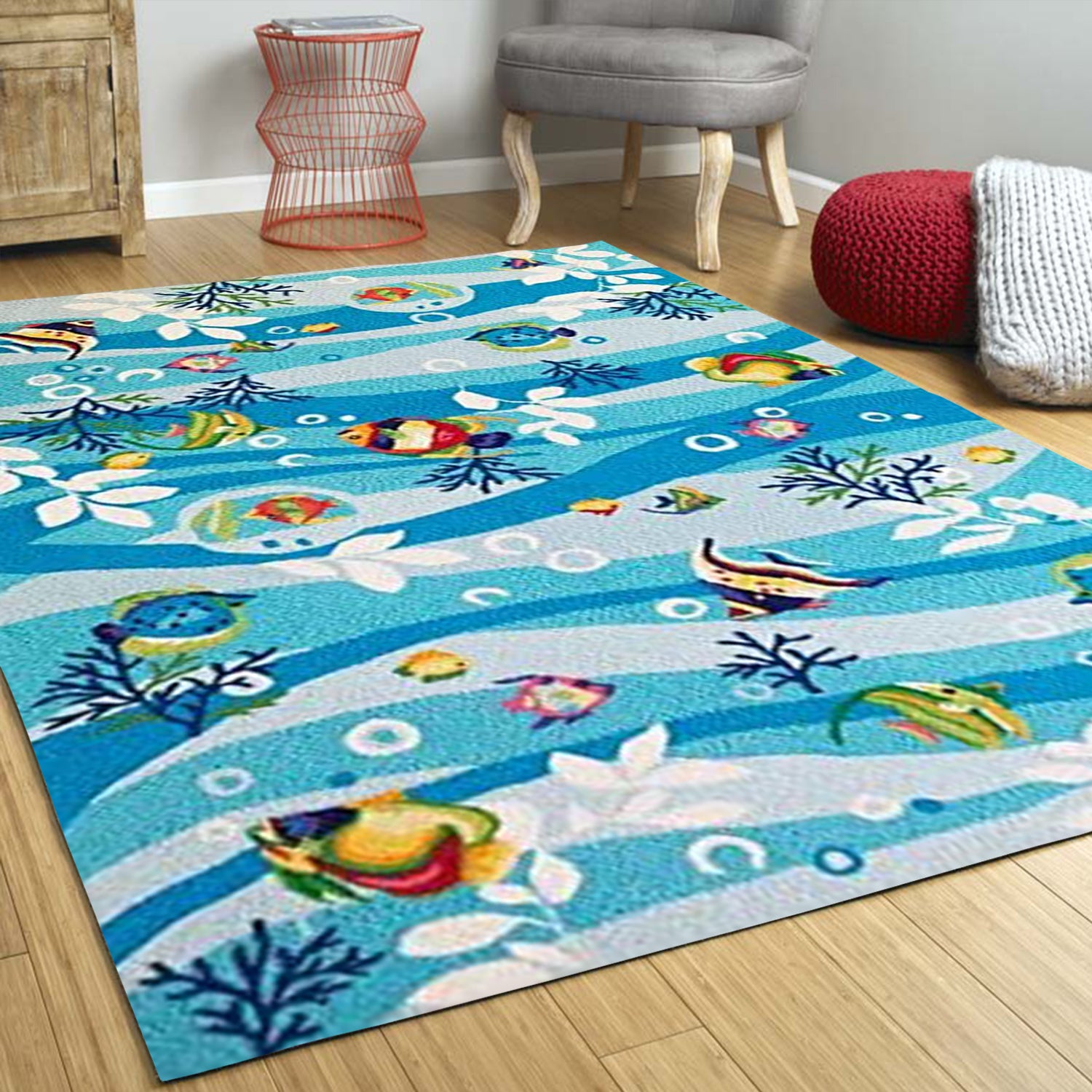 3' x 5' Polyester Blue Area Rug
