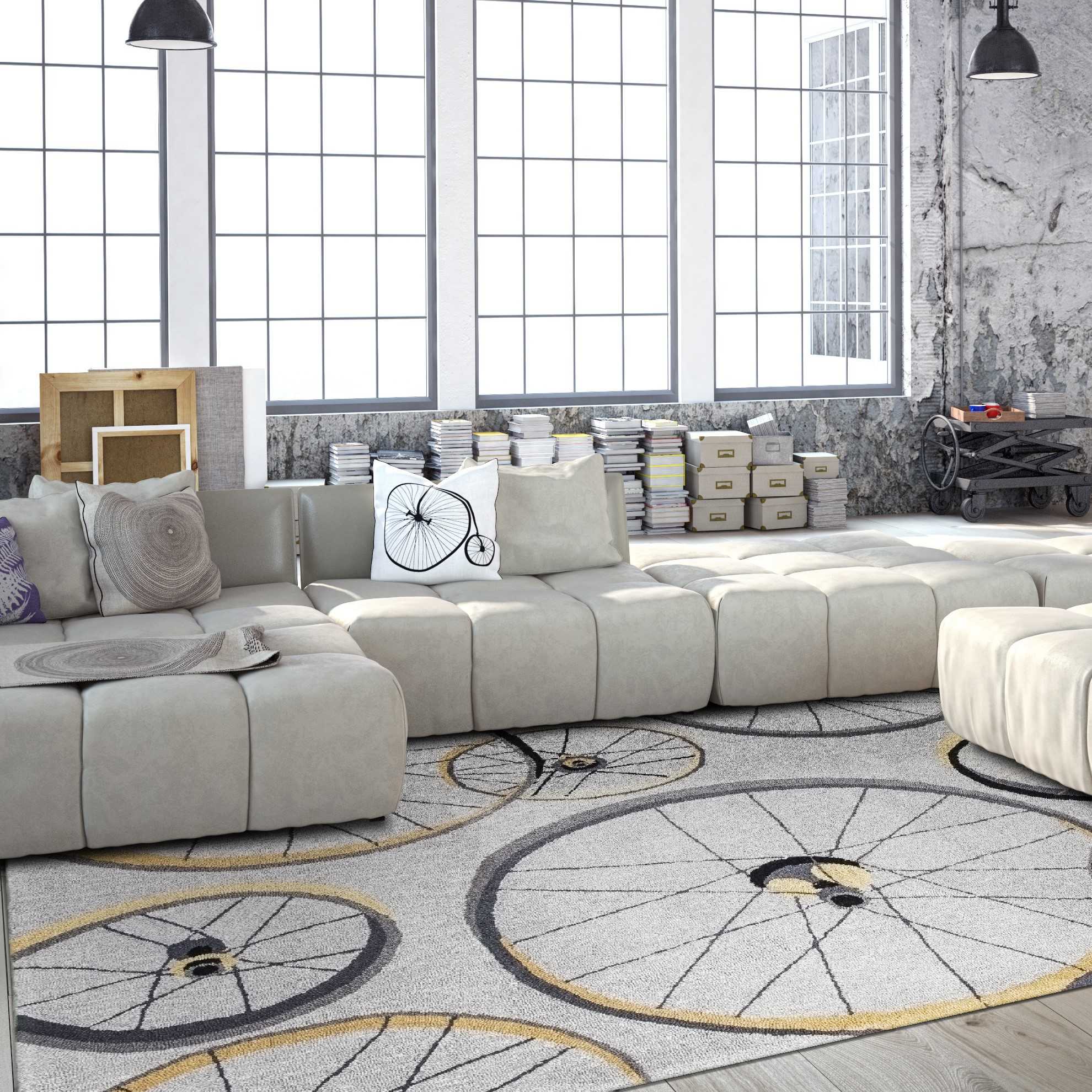 3' x 5' Polyester Grey Area Rug