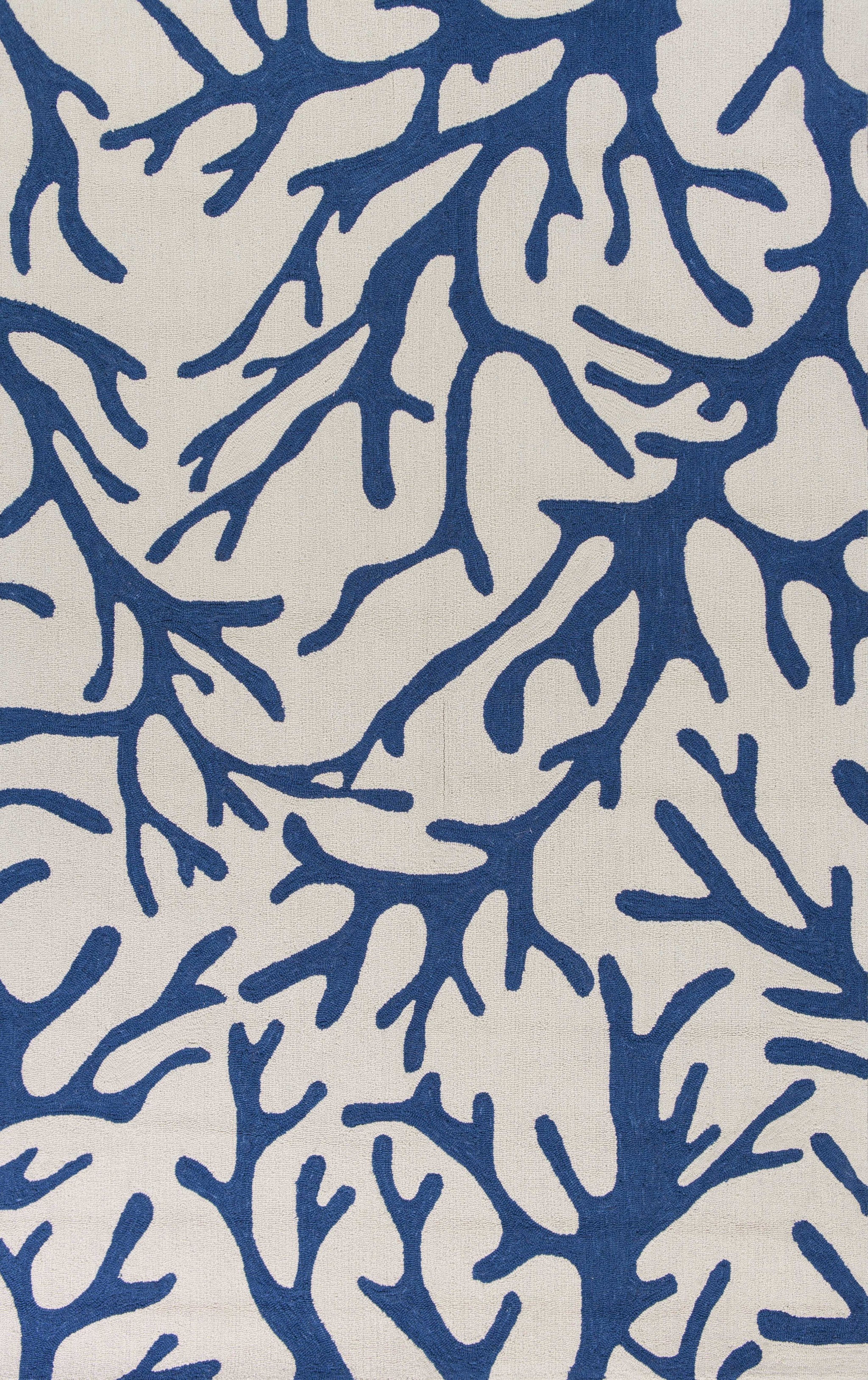 3' x 5' Polyester Ivory or Blue Area Rug