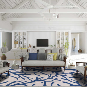 3' x 5' Polyester Ivory or Blue Area Rug