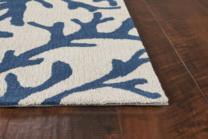 3' x 5' Polyester Ivory or Blue Area Rug