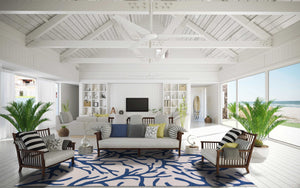3' x 5' Polyester Ivory or Blue Area Rug