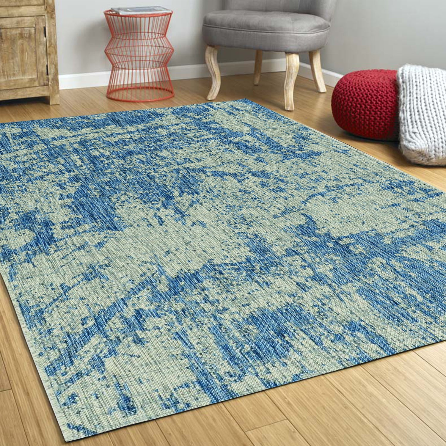 5 x 7  UV treated Polypropylene Grey or  Denim Area Rug