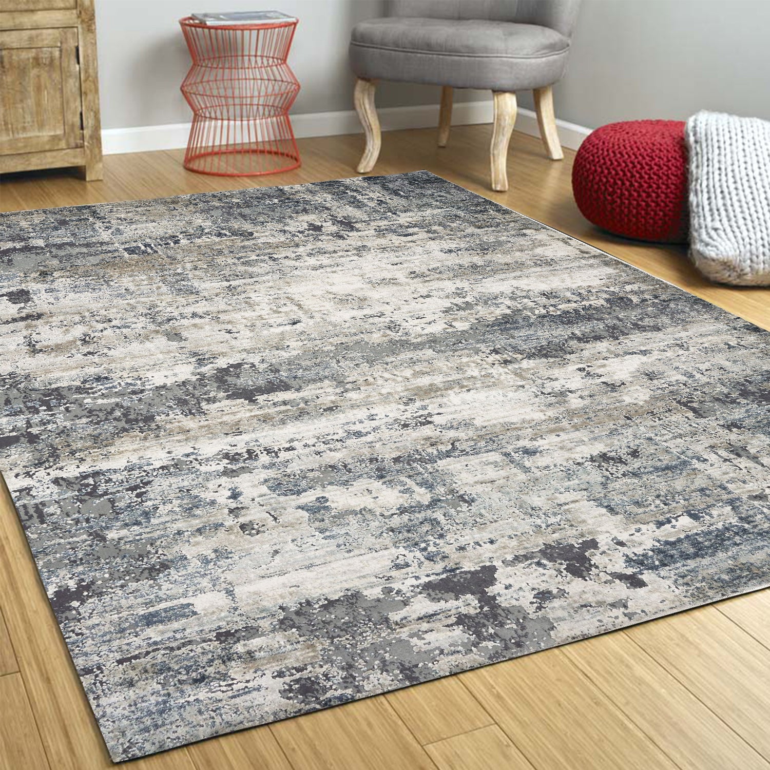 3 x 5 Polyester Ivoryor Teal Area Rug