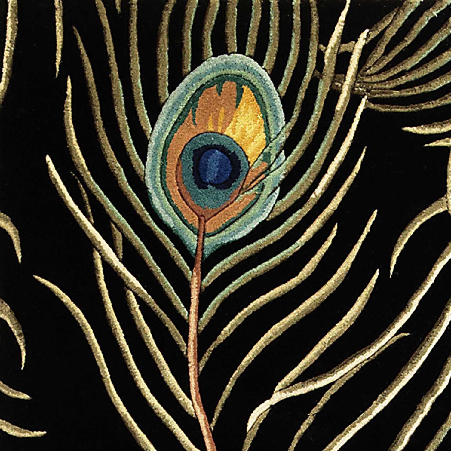 30" x 50" Wool Black Area Rug