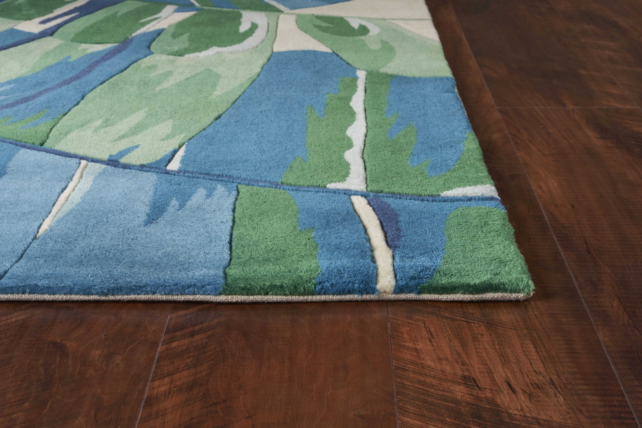 30" x 50" Wool Ivory or Blue Area Rug