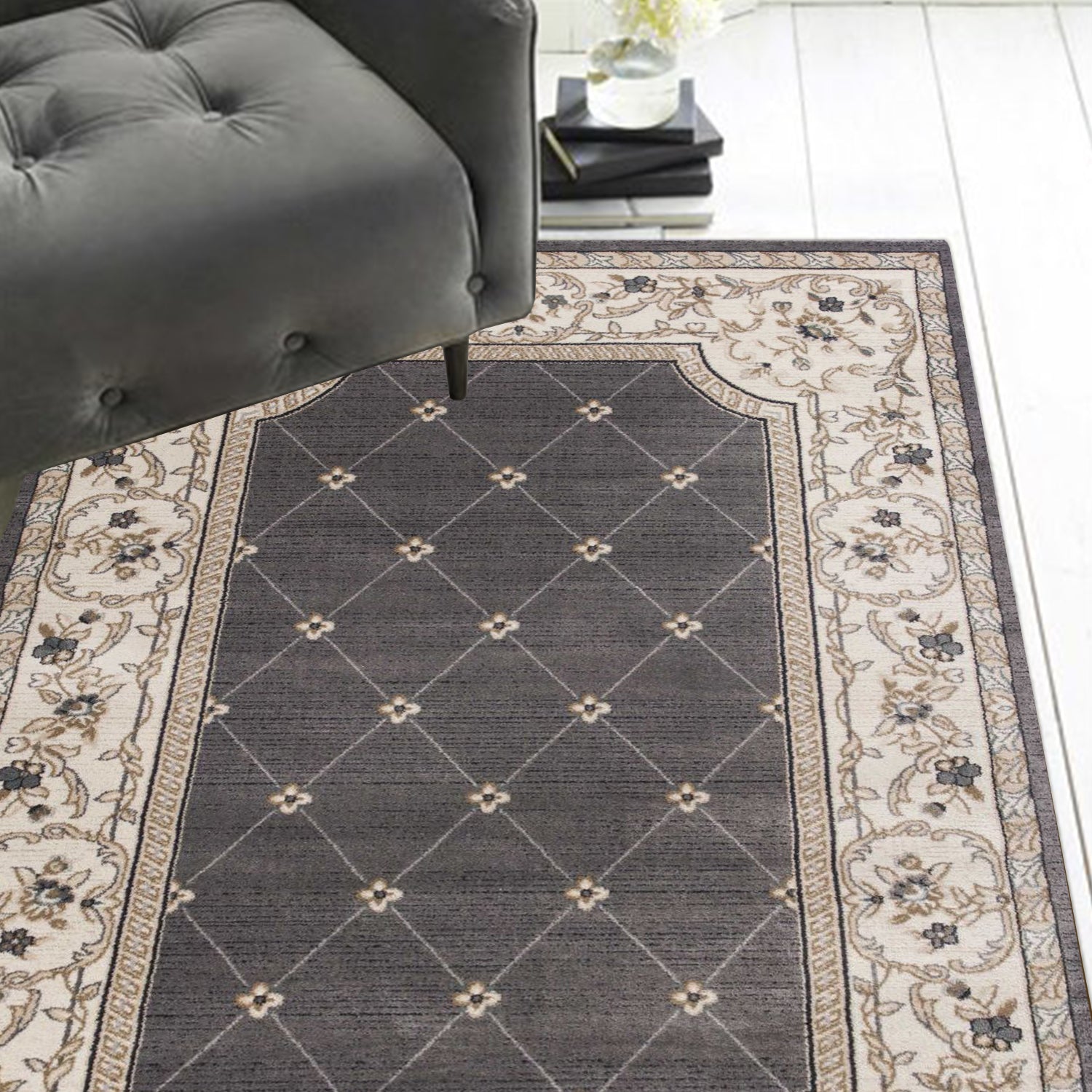 5' x 7' Polypropylene Grey or Ivory Area Rug