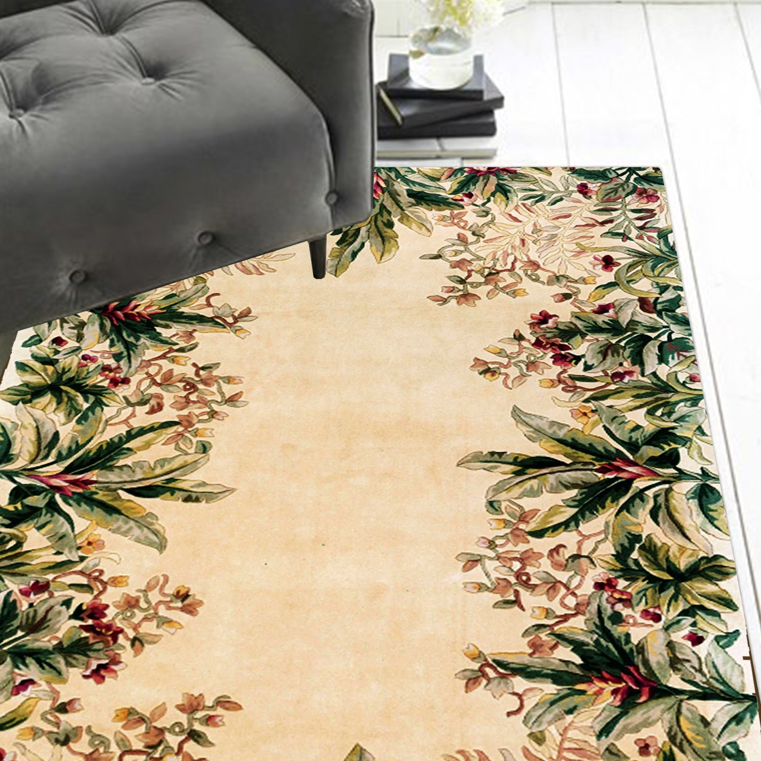 2' x 4' Wool Ivory Area Rug