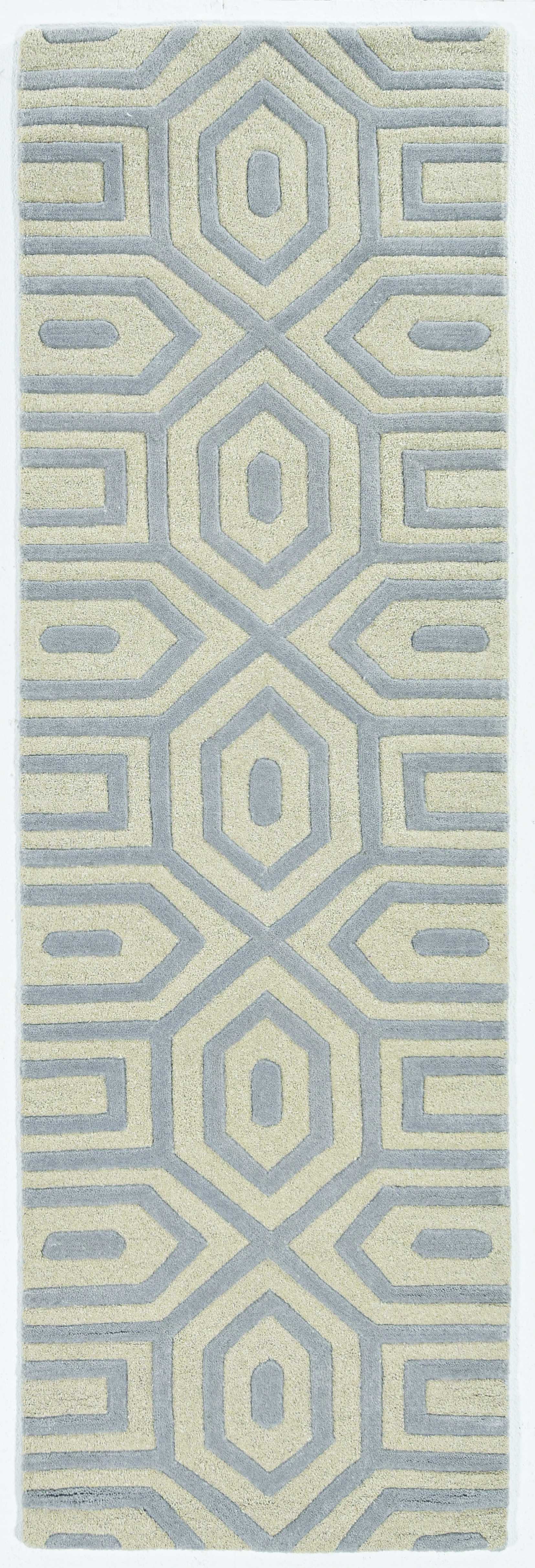 2' x 7' Runner Wool Grey Area Rug
