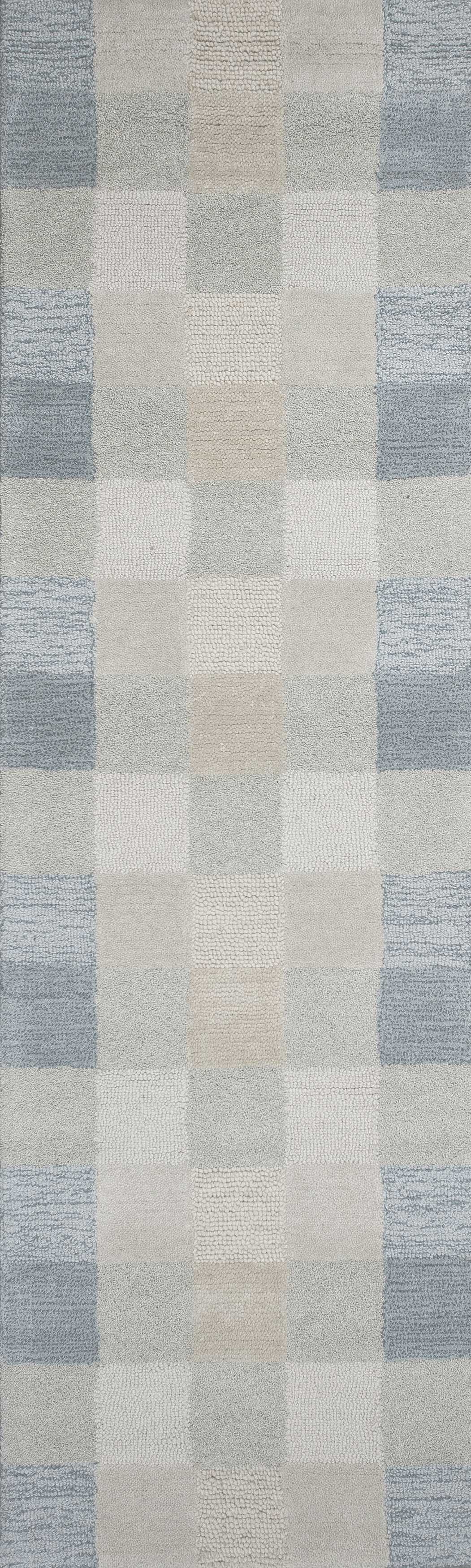 2' x 7' Runner Wool Light Blue Area Rug