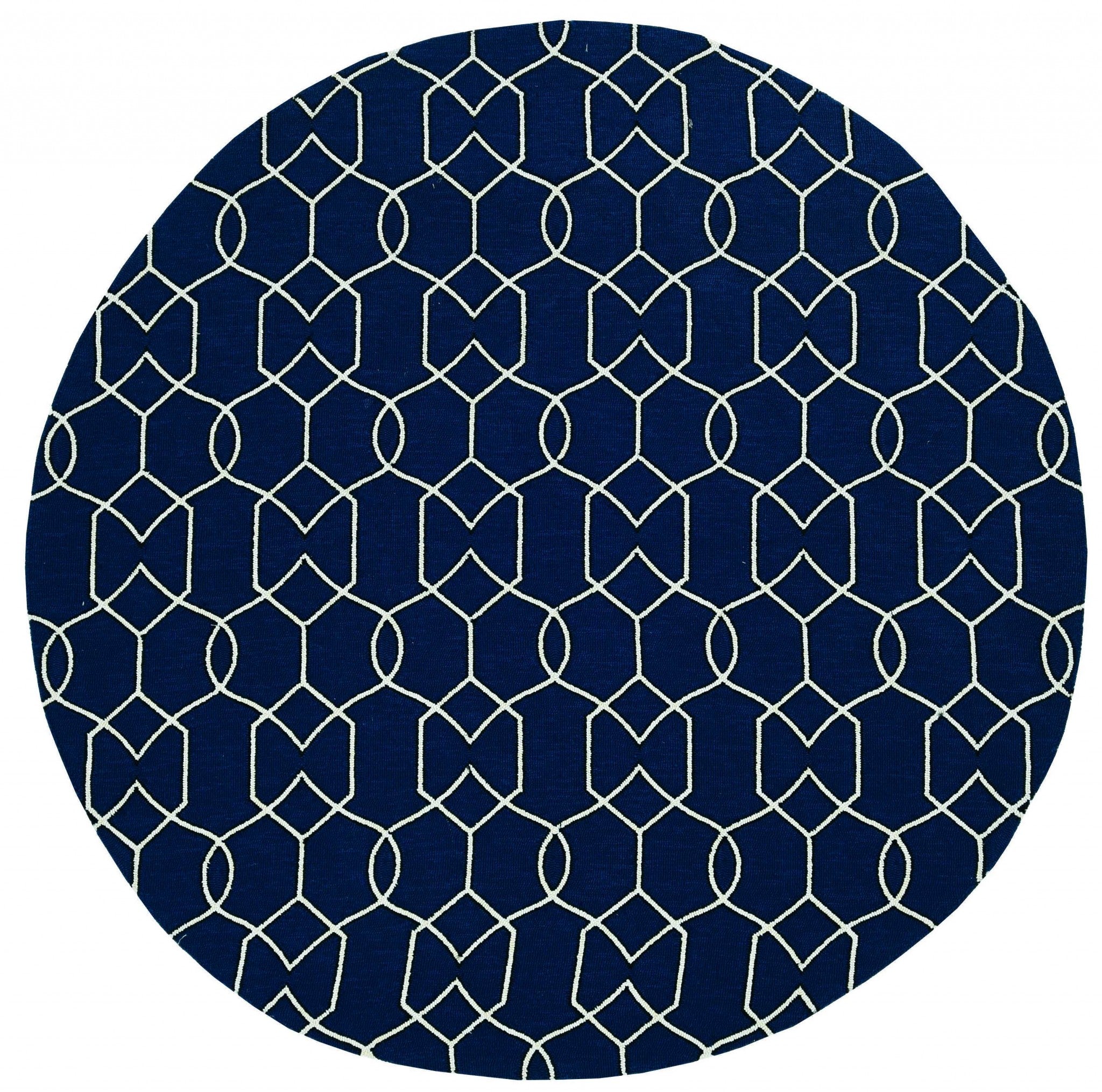 7' Round UV treated Polypropylene Navy Area Rug
