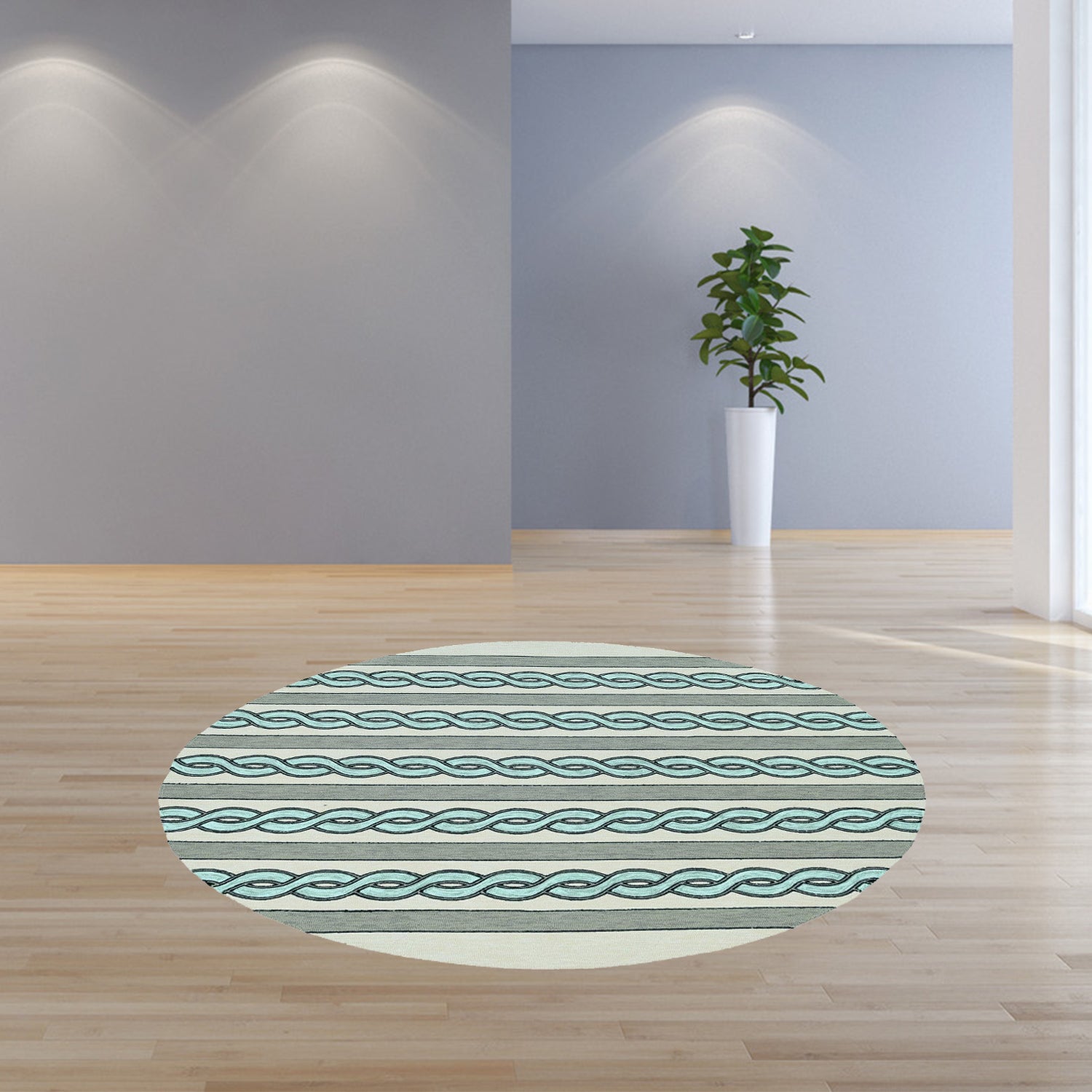 7' Round  UV treated Polypropylene Ivory or Spa Area Rug