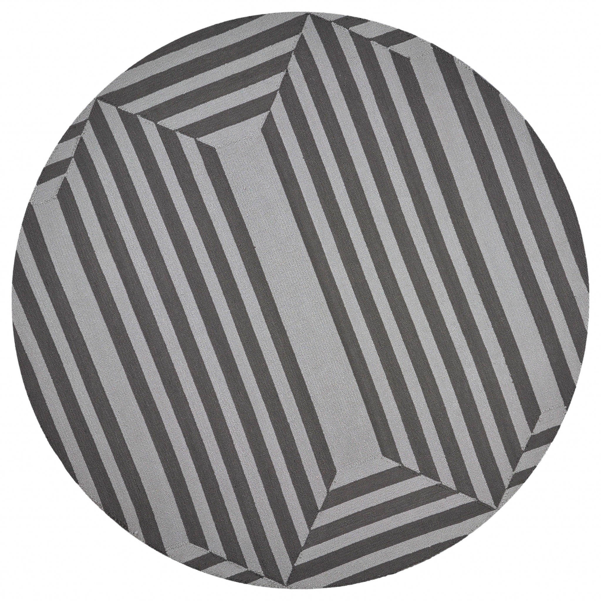 7' Round  UV treated Polypropylene Charcoal Area Rug