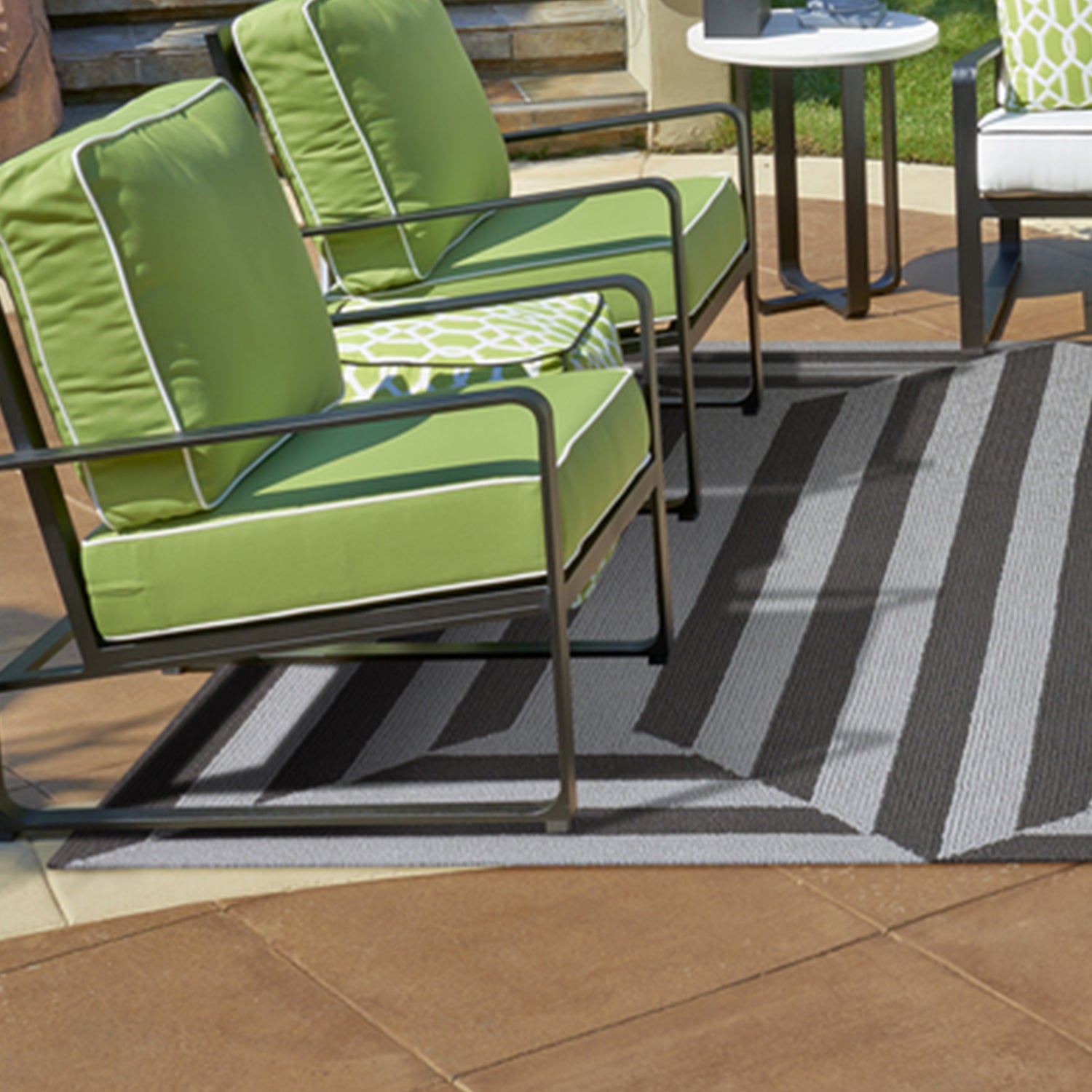 7' Square   UV treated Polypropylene Charcoal Area Rug