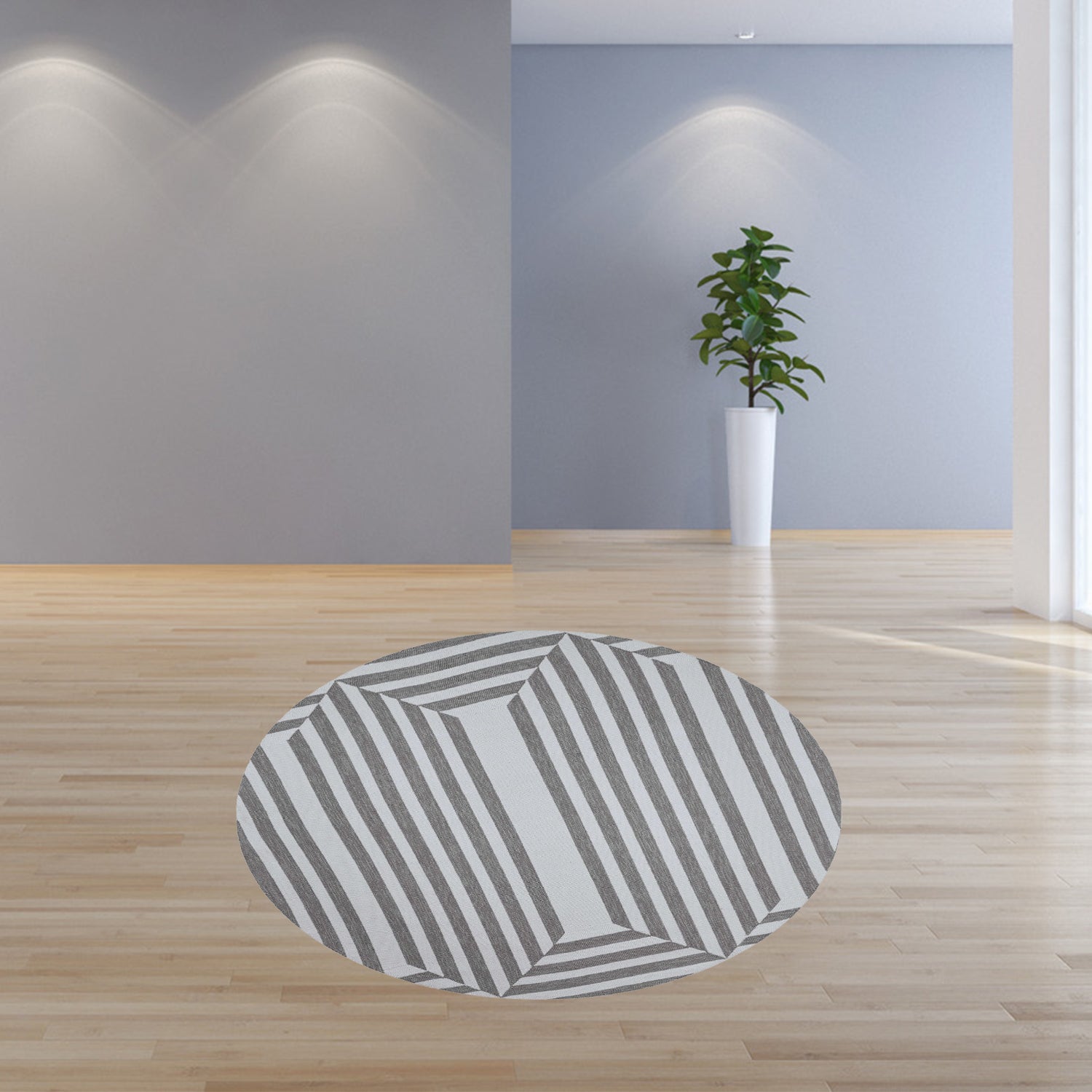 7' Round  UV treated Polypropylene Oatmeal Area Rug