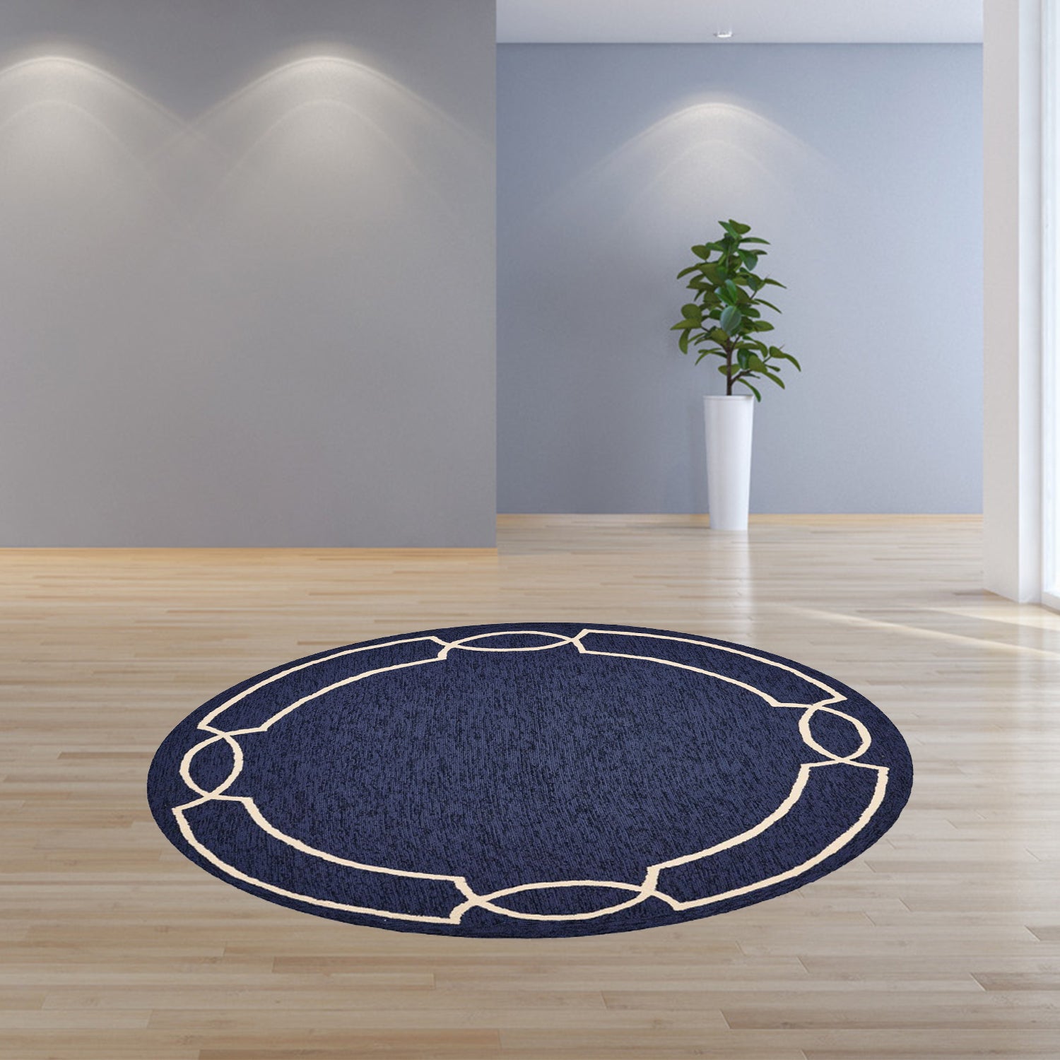 7' Round  UV treated Polypropylene Ocean Area Rug