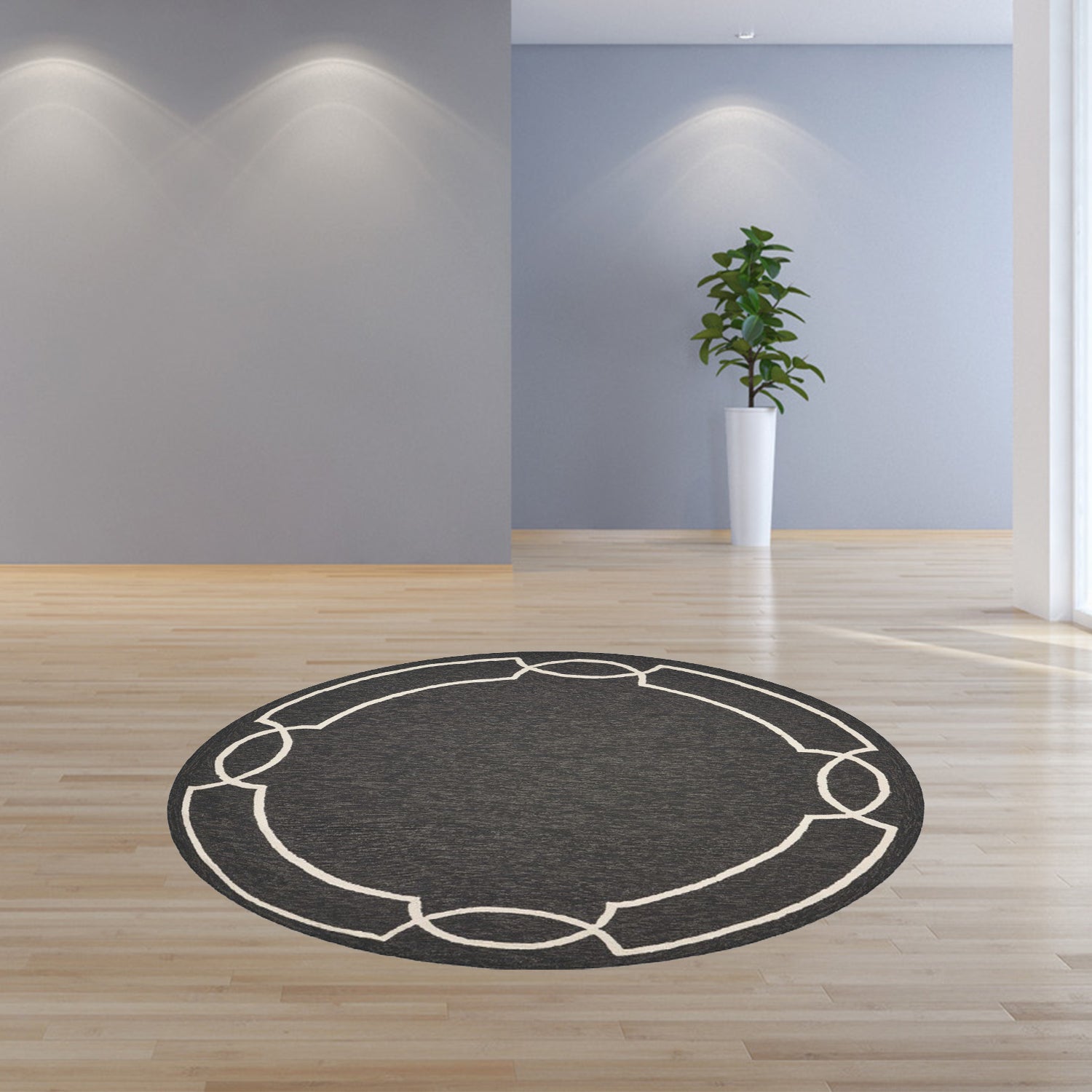 7' Round  UV treated Polypropylene Onyx Area Rug