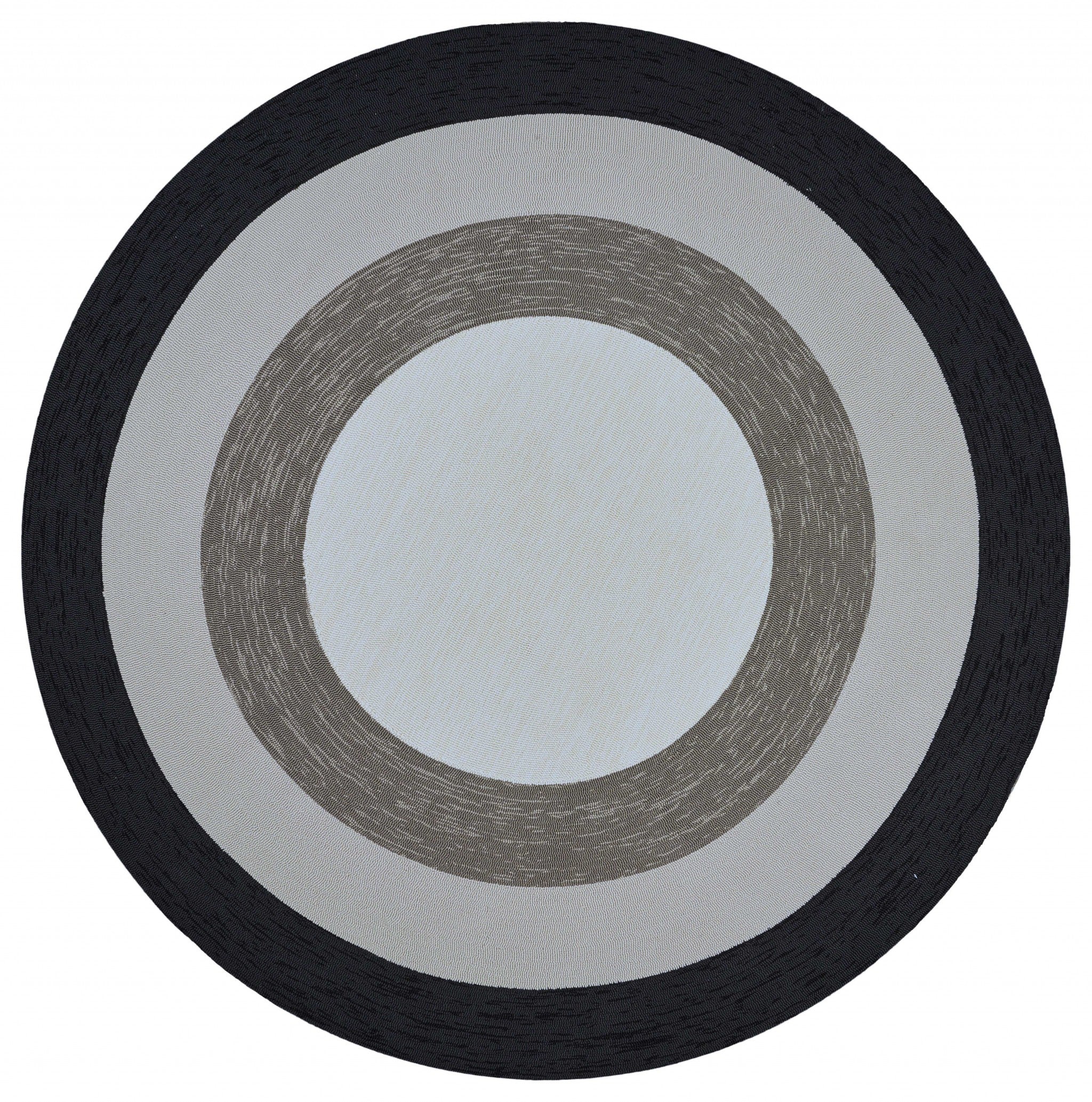 7' Round  UV treated Polypropylene Charcoal Area Rug