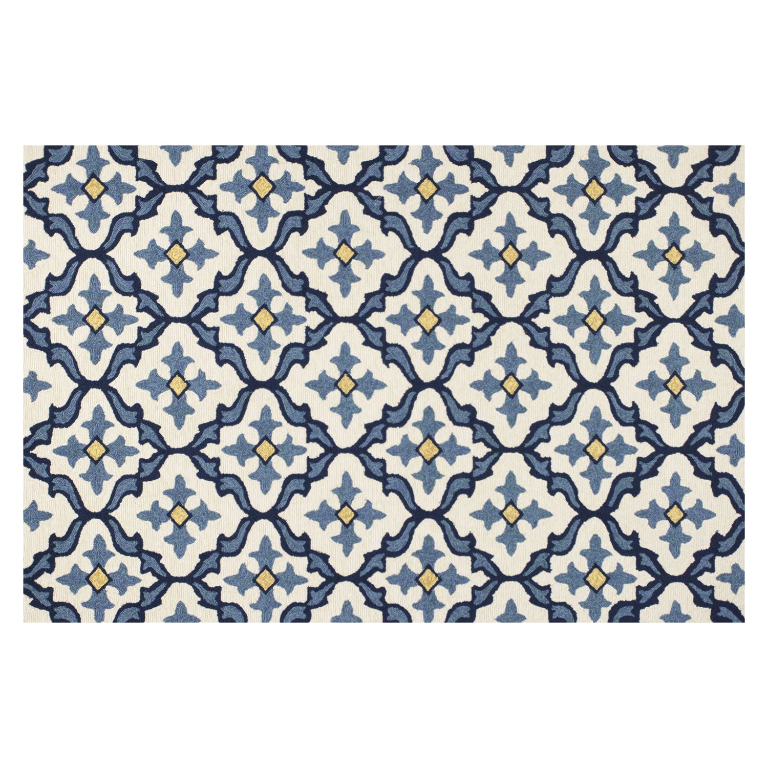 7' Round UV treated Polypropylene Ivory or Blue Area Rug