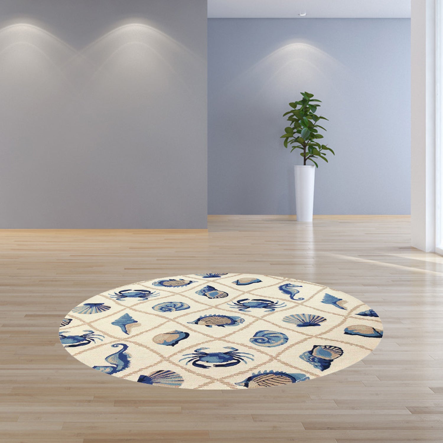 7' Round UV treated Polypropylene Sand Area Rug