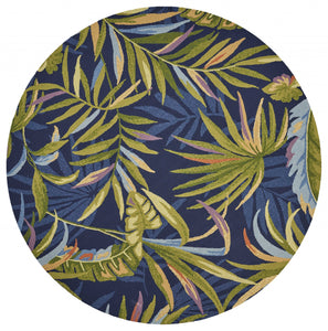 7' Round UV treated Polypropylene Ink Blue Area Rug