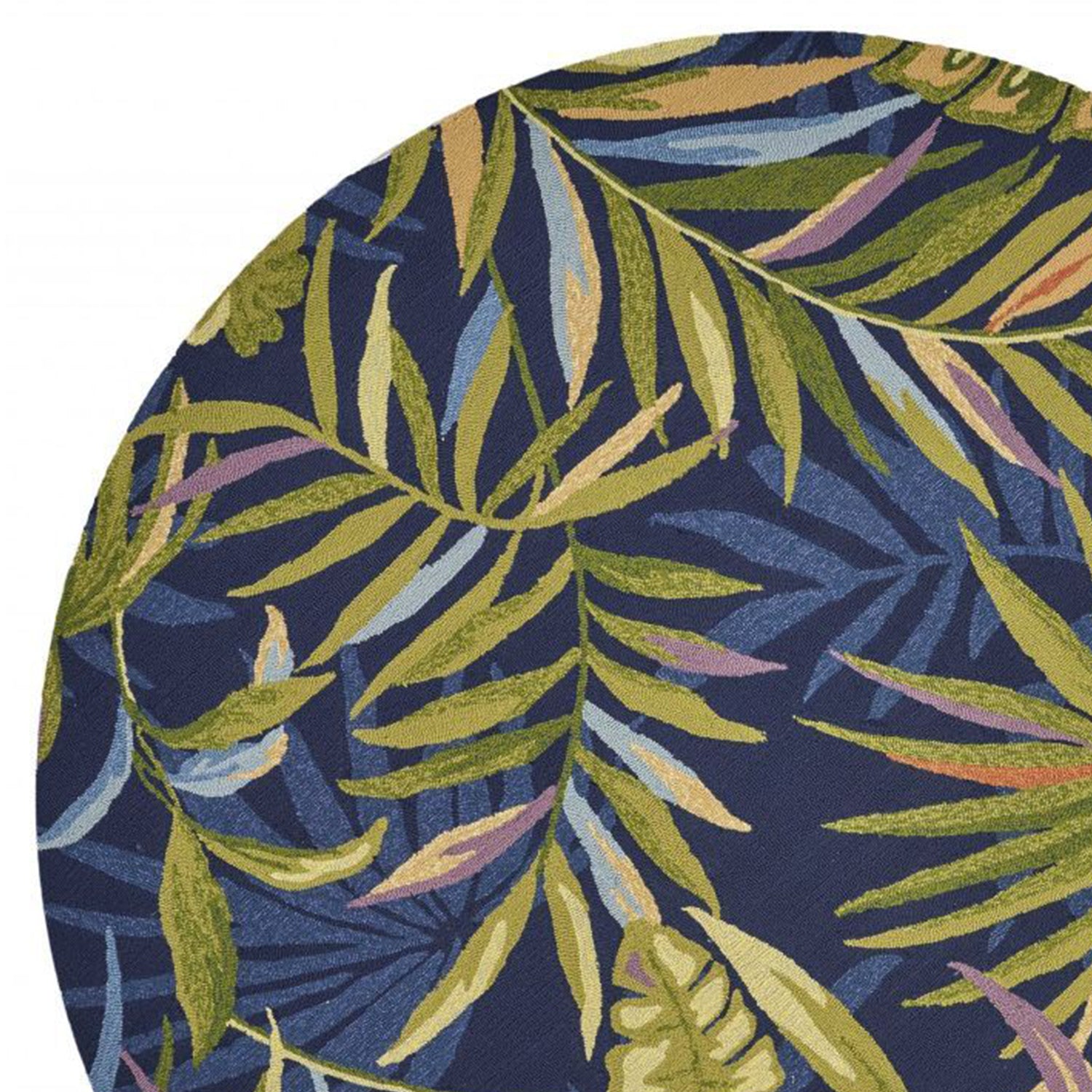7' Round UV treated Polypropylene Ink Blue Area Rug