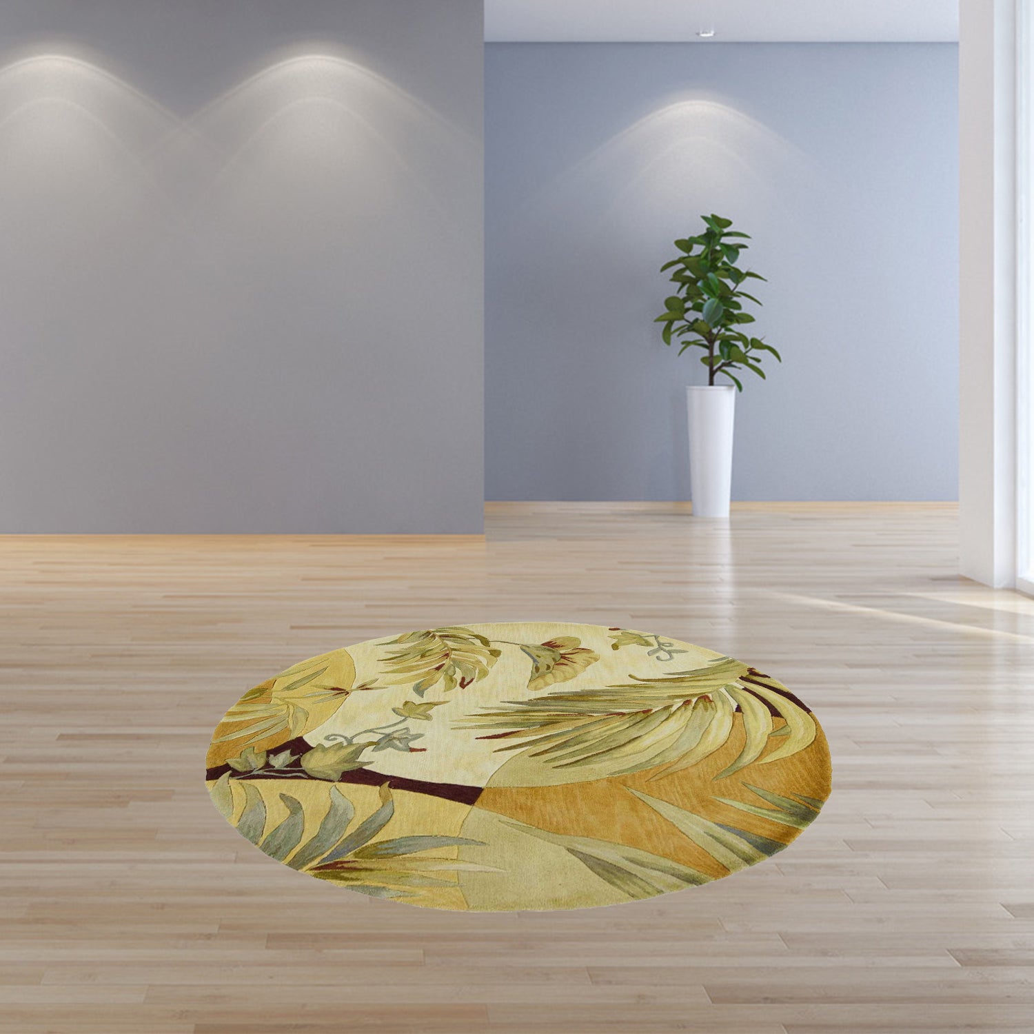 5' Round  Wool Coral or Ivory  Area Rug