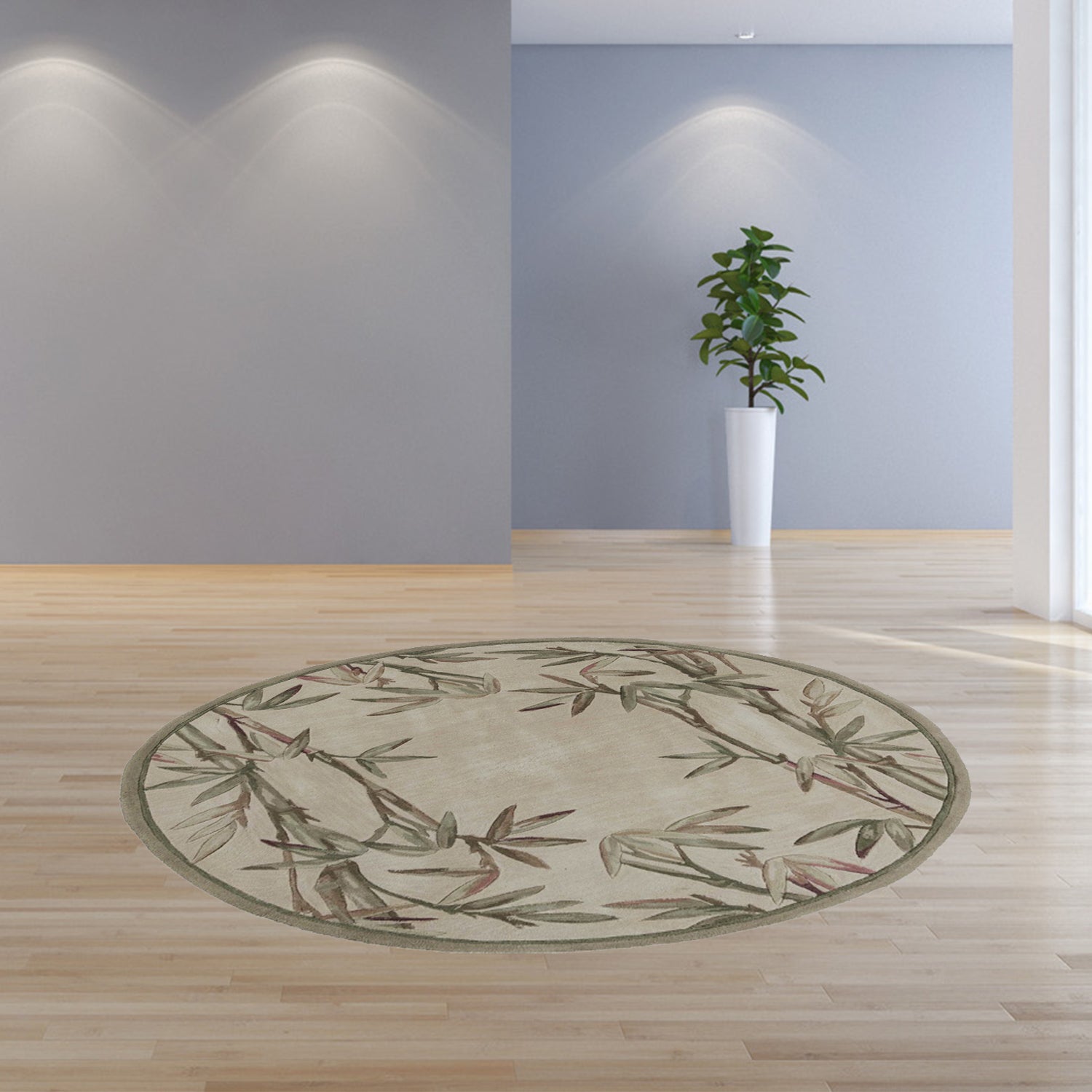 5' Round  Wool Ivory  Area Rug