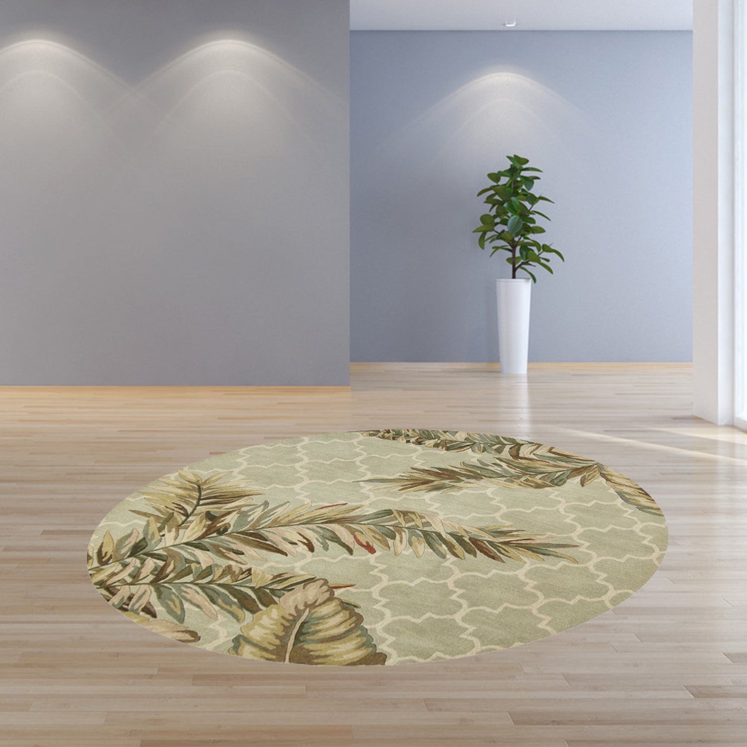5' Round  Wool Sage Area Rug