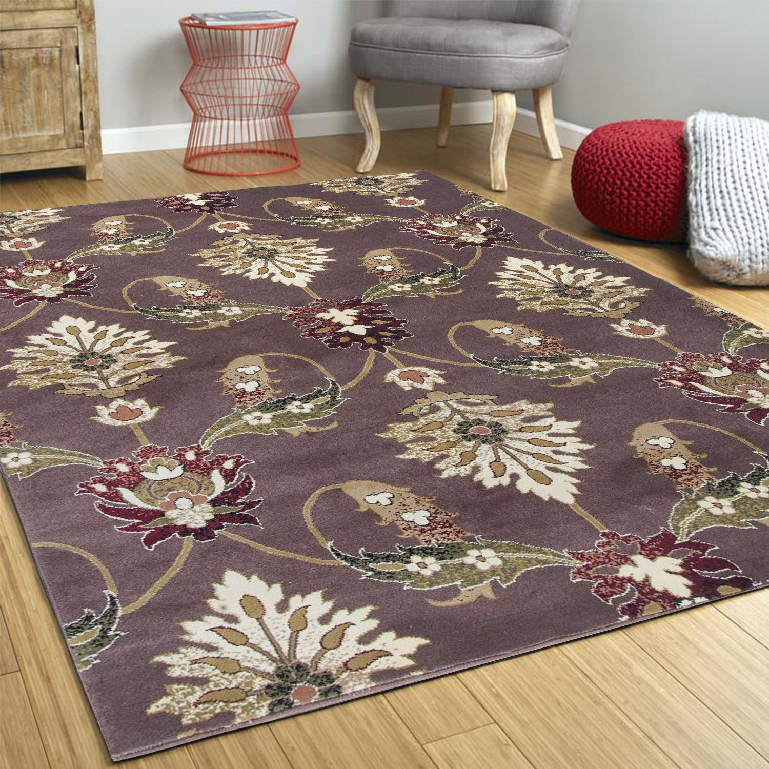 7' x 10'  Polypropylene Plum Area Rug