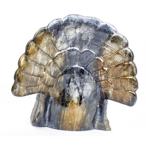 11" X 11.75" X 10.25" Silver Bronze Gold Ceramic Foiled and Lacquered Turkey Figurine