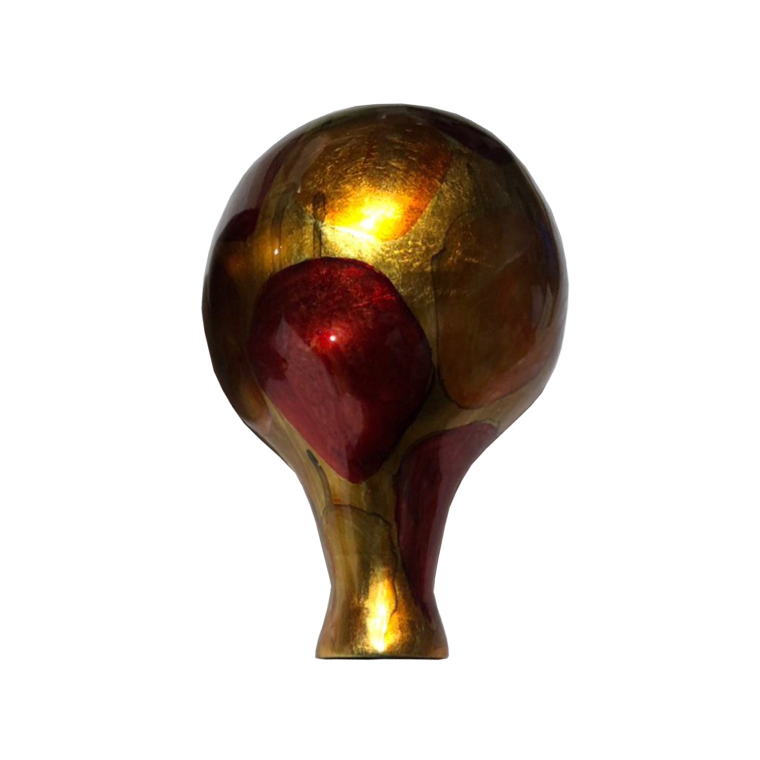 AmberRedand Orange Foiled and Lacquered Teardrop Ceramic Bud Vase