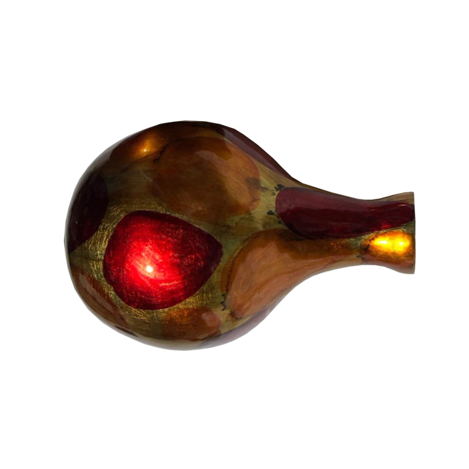 AmberRedand Orange Foiled and Lacquered Teardrop Ceramic Bud Vase