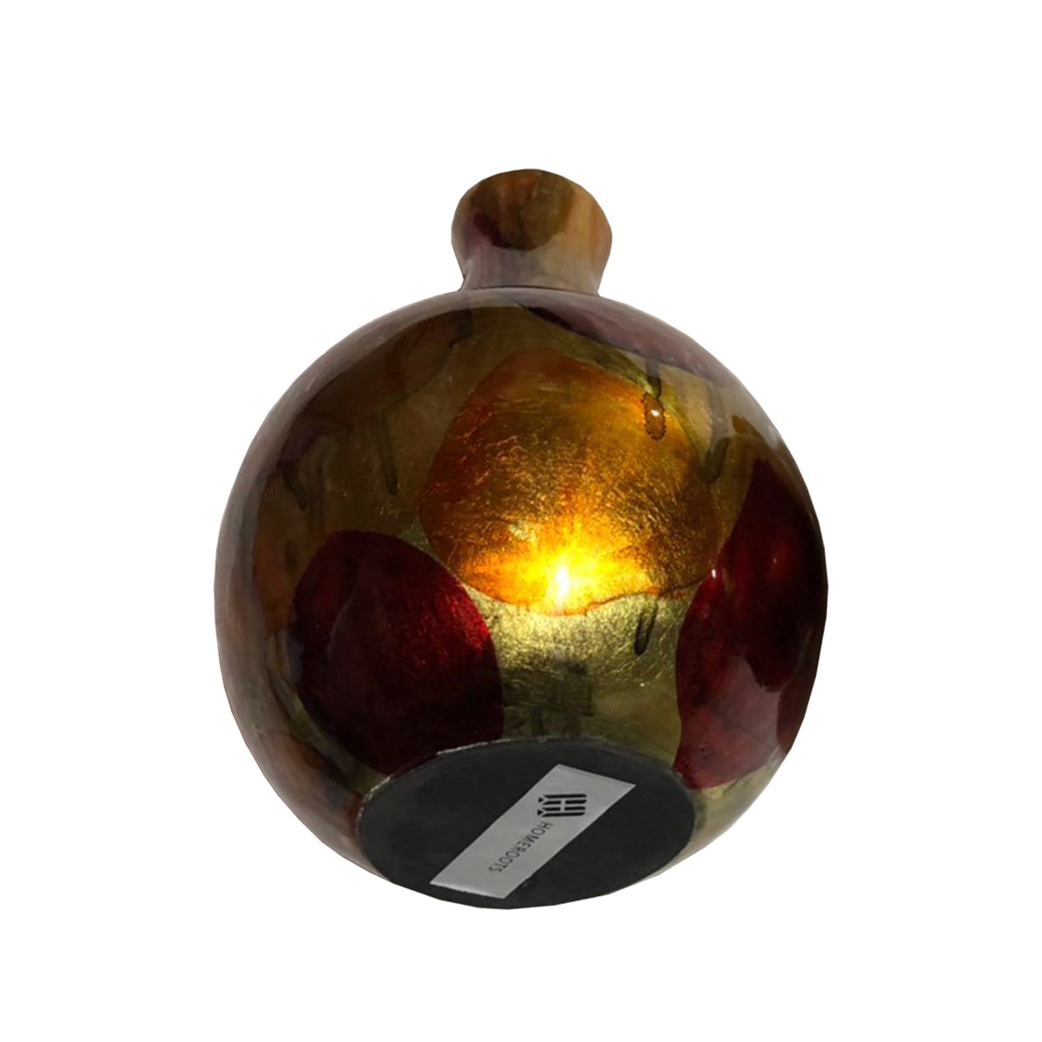 AmberRedand Orange Foiled and Lacquered Teardrop Ceramic Bud Vase