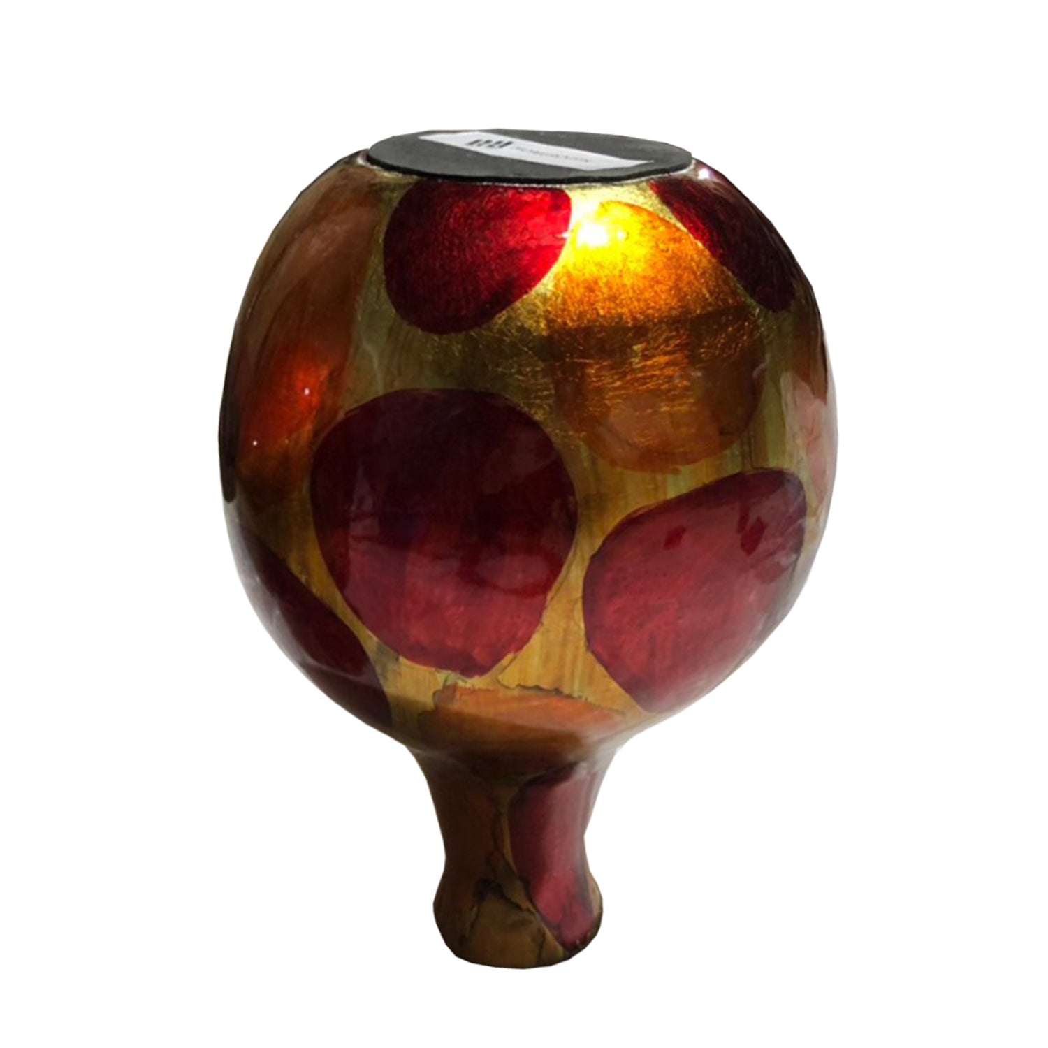 AmberRedand Orange Foiled and Lacquered Teardrop Ceramic Bud Vase