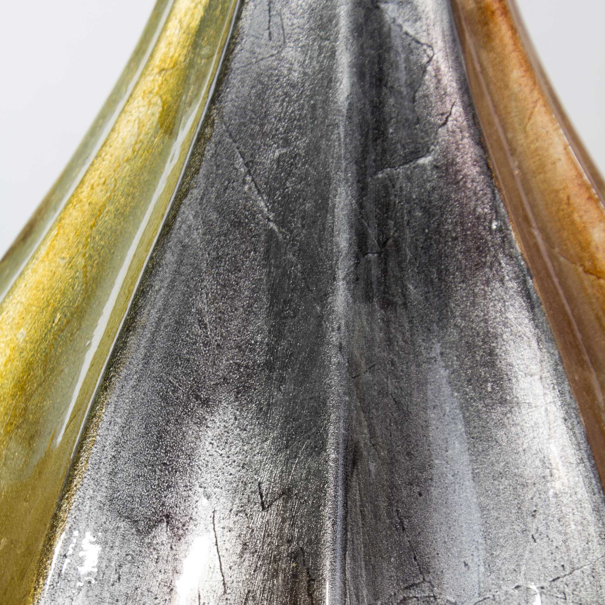 Kya Copper Gold Pewter Foil and Lacquer Ceramic Teardrop Vase