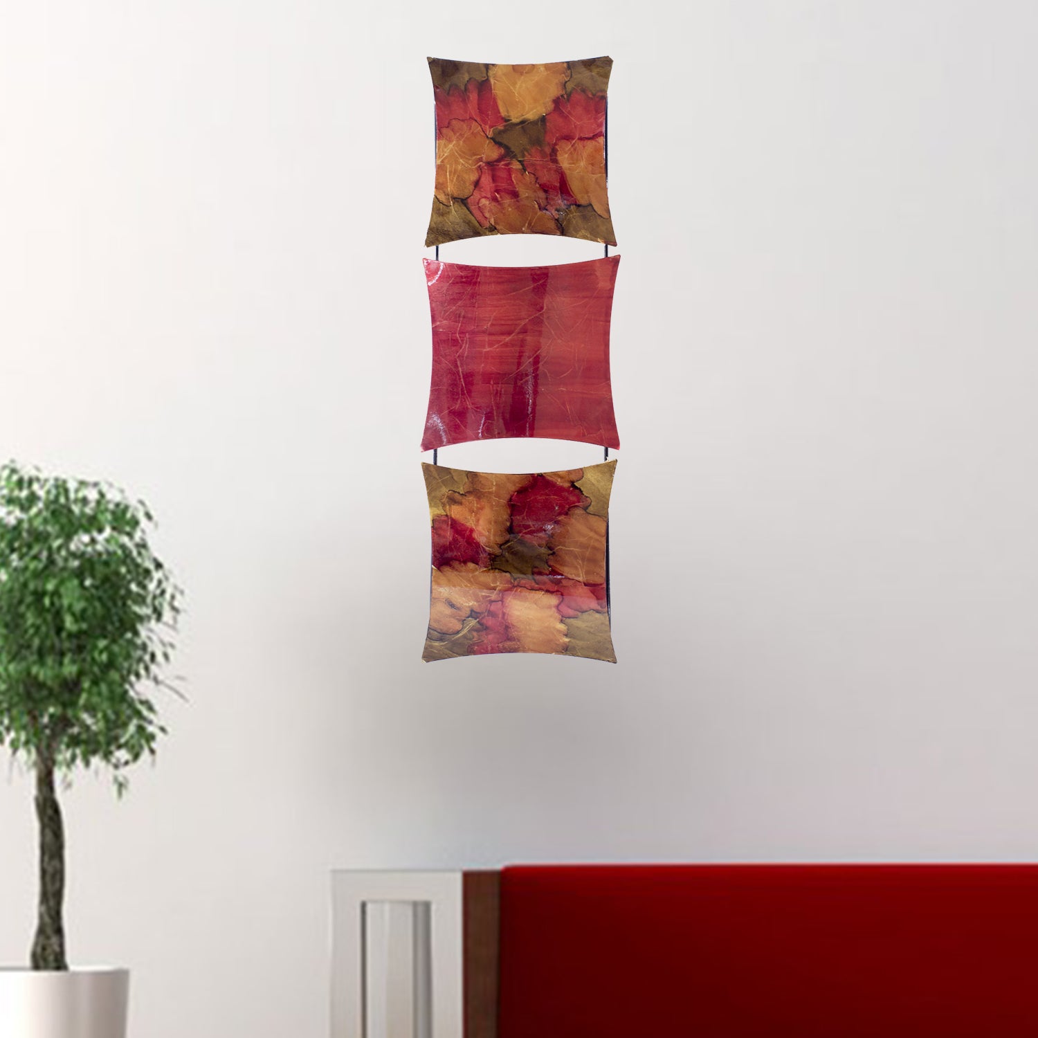 8" X 2.75" X 24.5" Copper Red and Gold Metal Vertical Panel Wall Decor