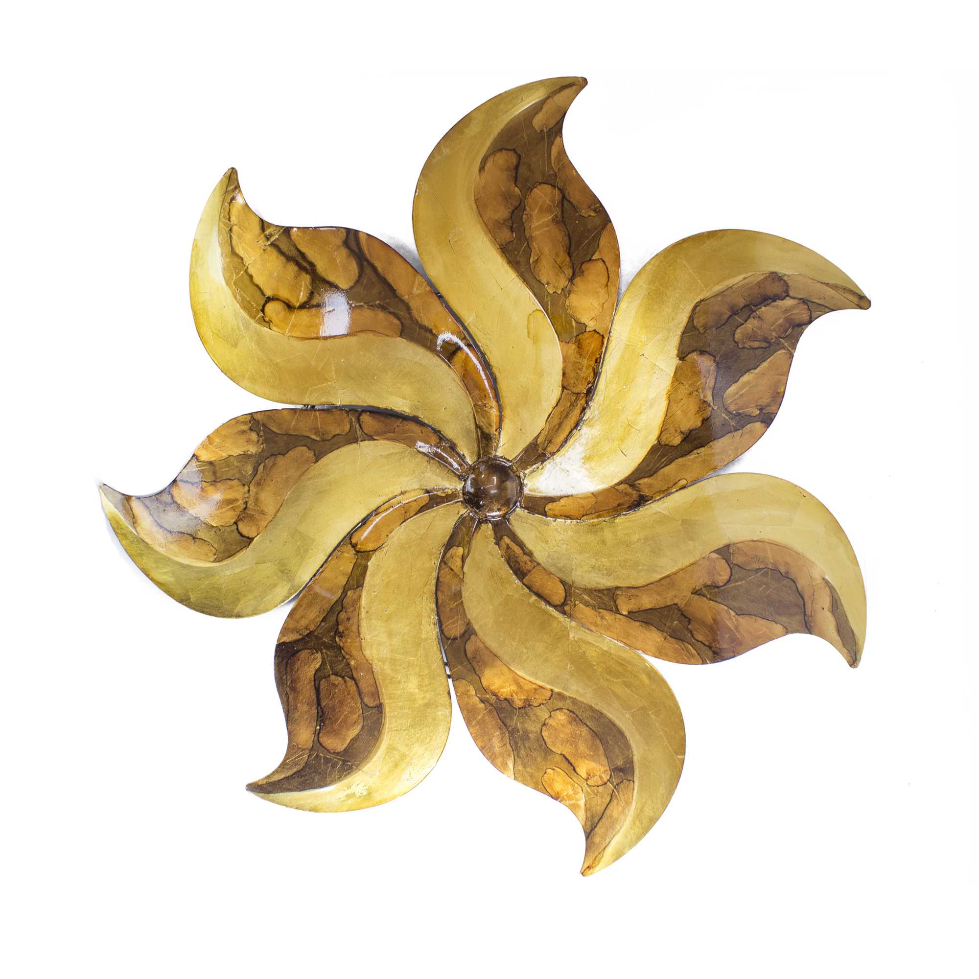 17.25" X 2" X 17.25" Gold Copper Brown Metal Small Flower Metal Wall Decor