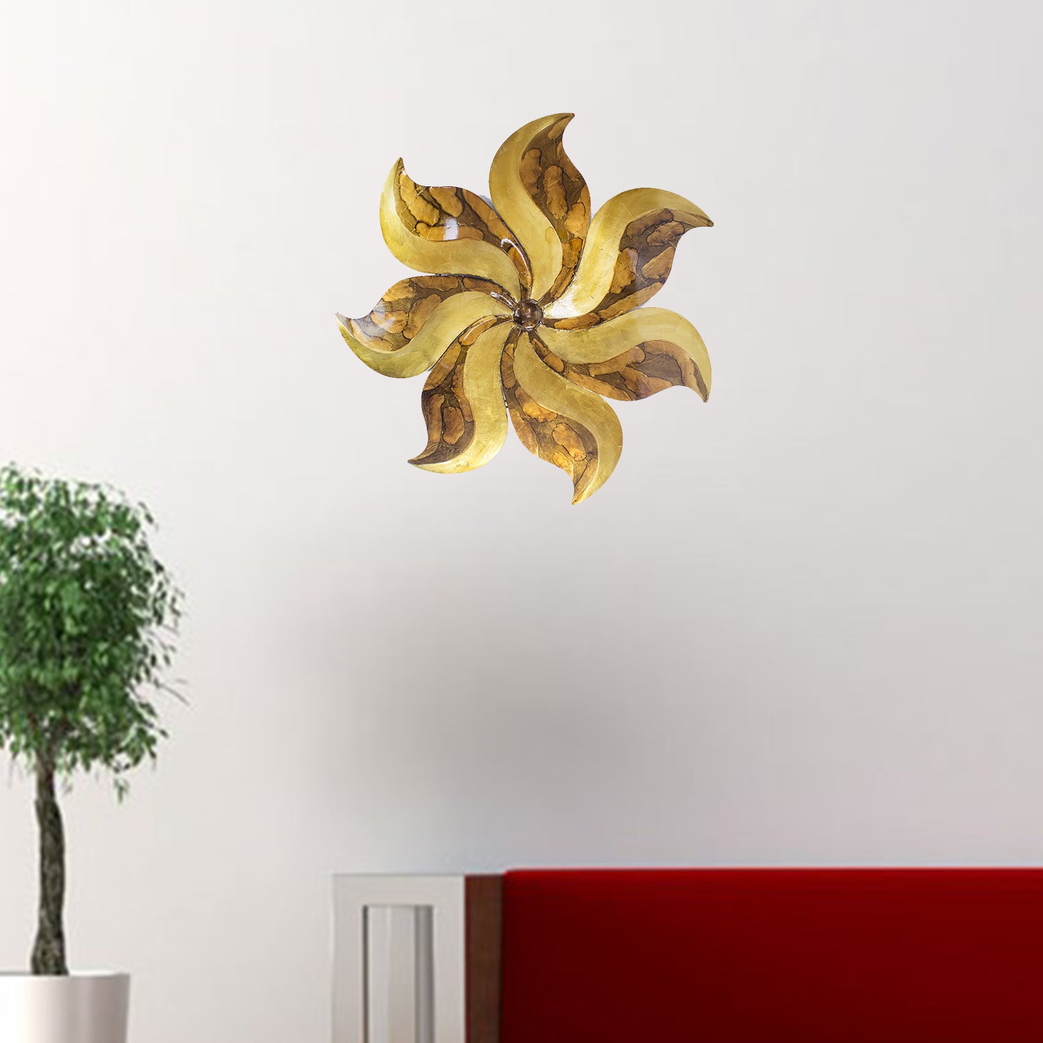 29" X 2" X 29" Gold  Copper  Brown Metal Large Flower Wall Decor