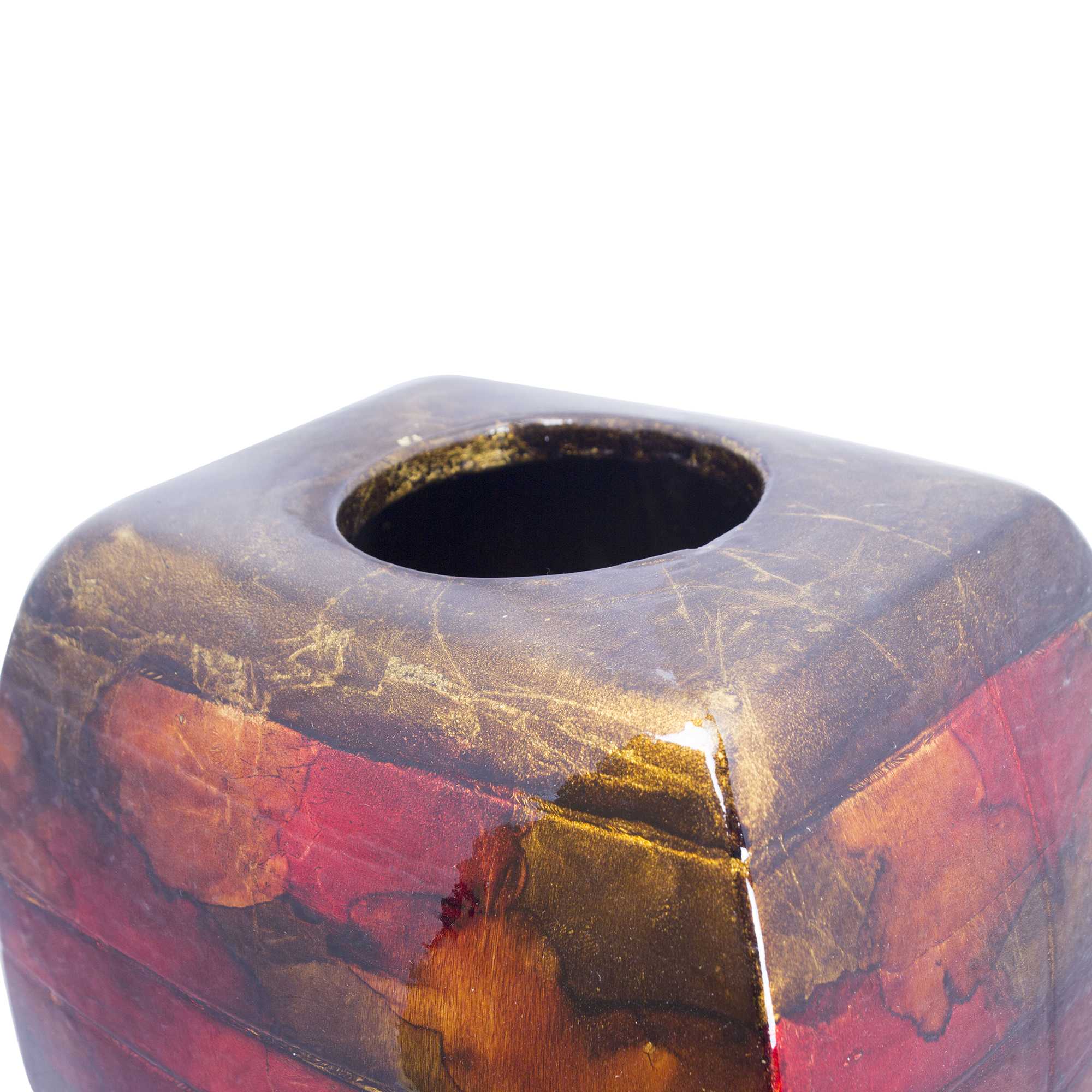 Quay Copper Red Gold Ceramic Foil and Lacquer Tapered Modern Vase